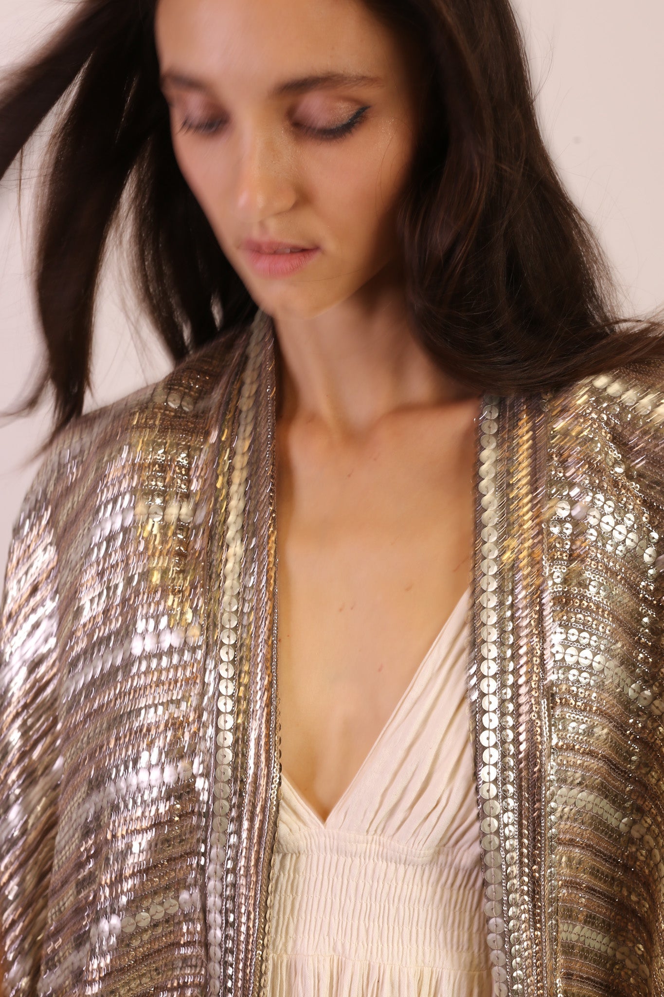 SEQUIN EMBROIDERED KIMONO MIDI - BANGKOK TAILOR CLOTHING STORE - HANDMADE CLOTHING