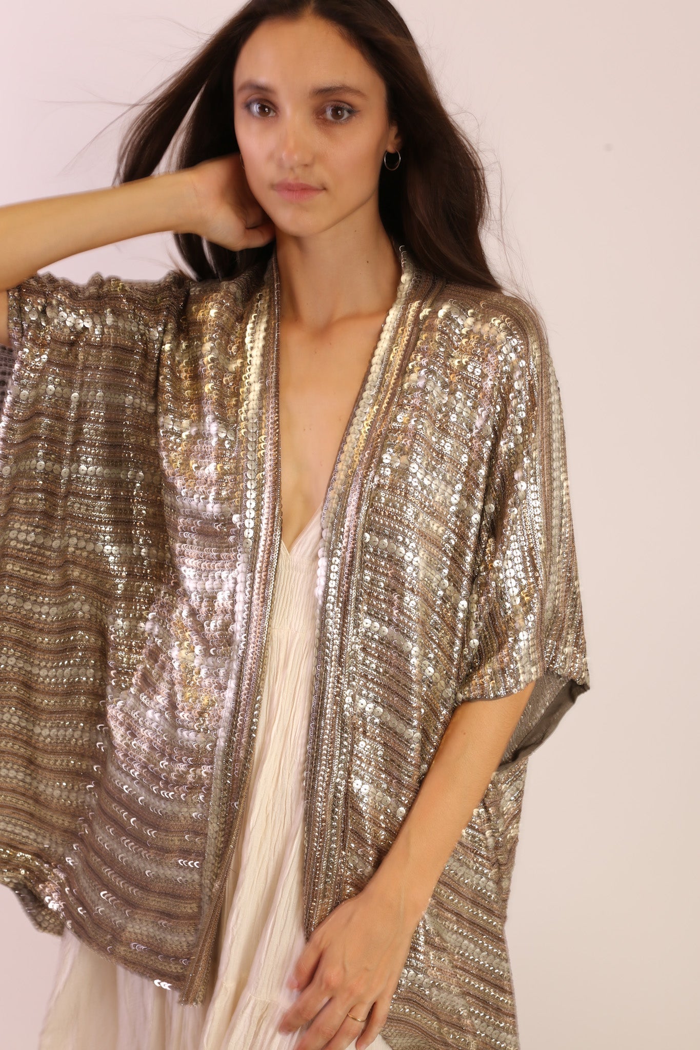 SEQUIN EMBROIDERED KIMONO MIDI - BANGKOK TAILOR CLOTHING STORE - HANDMADE CLOTHING
