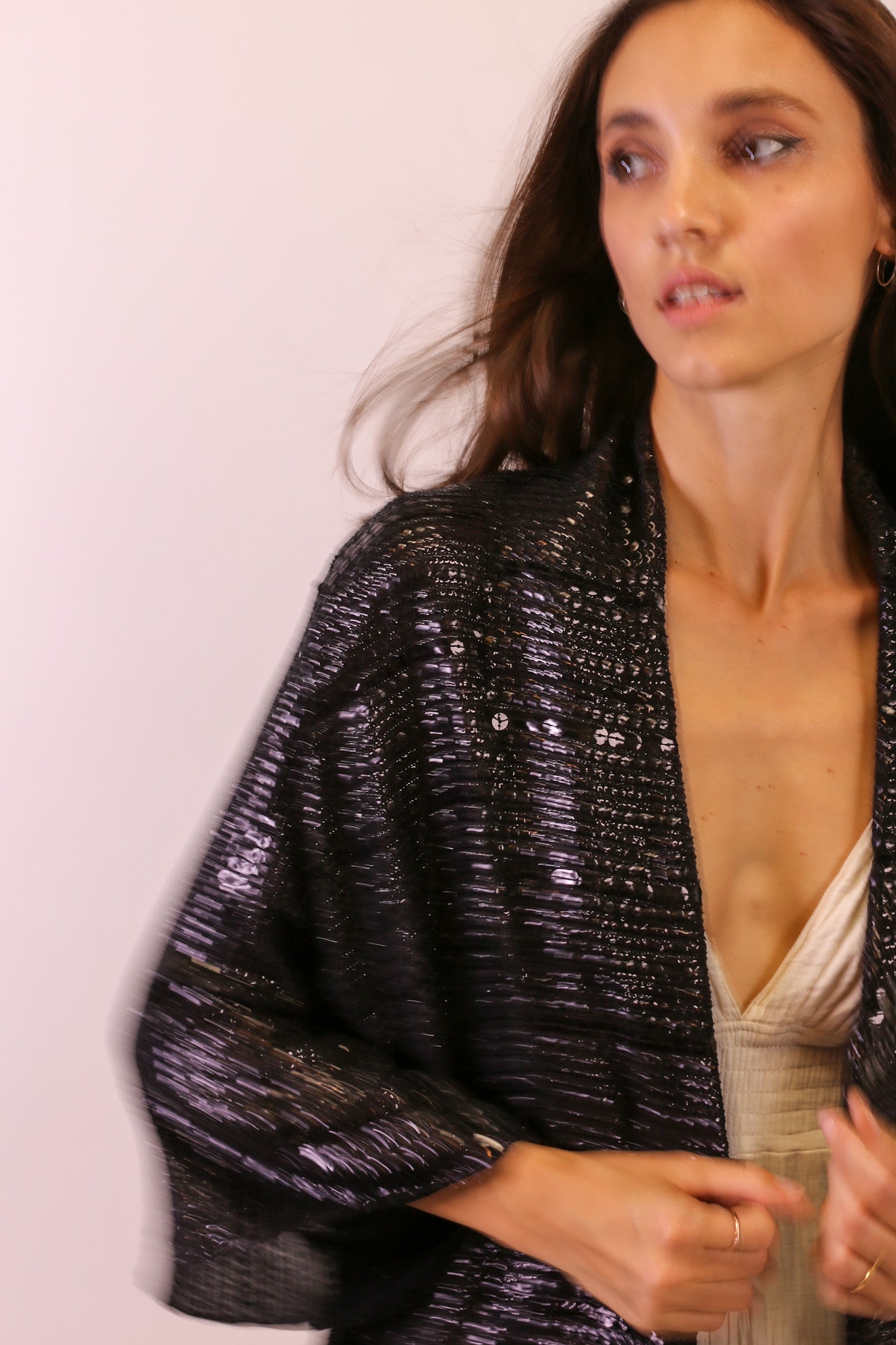SEQUIN EMBROIDERED SHORT KIMONO MIDI - BANGKOK TAILOR CLOTHING STORE - HANDMADE CLOTHING