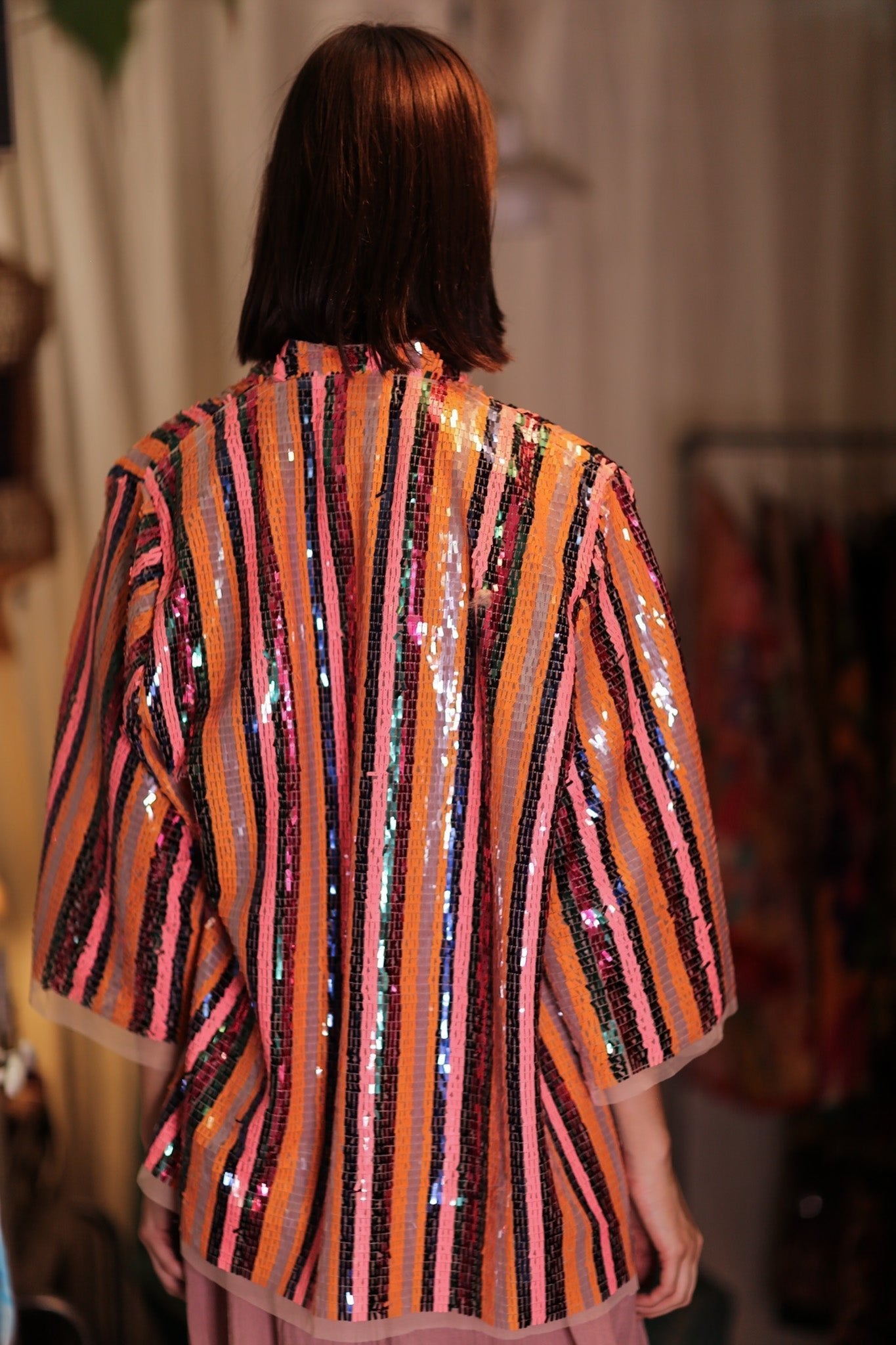 SEQUIN EMBROIDERED SHORT KIMONO UMRA - BANGKOK TAILOR CLOTHING STORE - HANDMADE CLOTHING