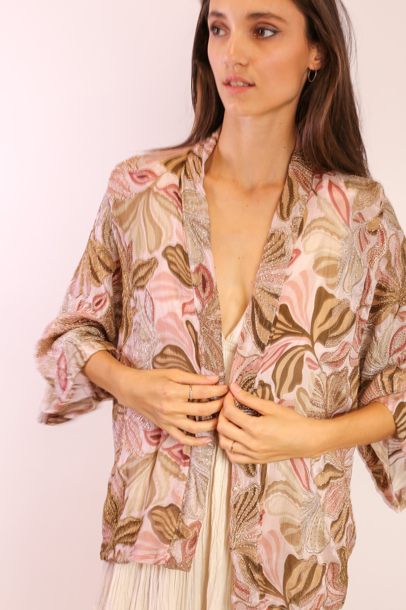 SEQUIN SILK EMBROIDERED KIMONO - BANGKOK TAILOR CLOTHING STORE - HANDMADE CLOTHING