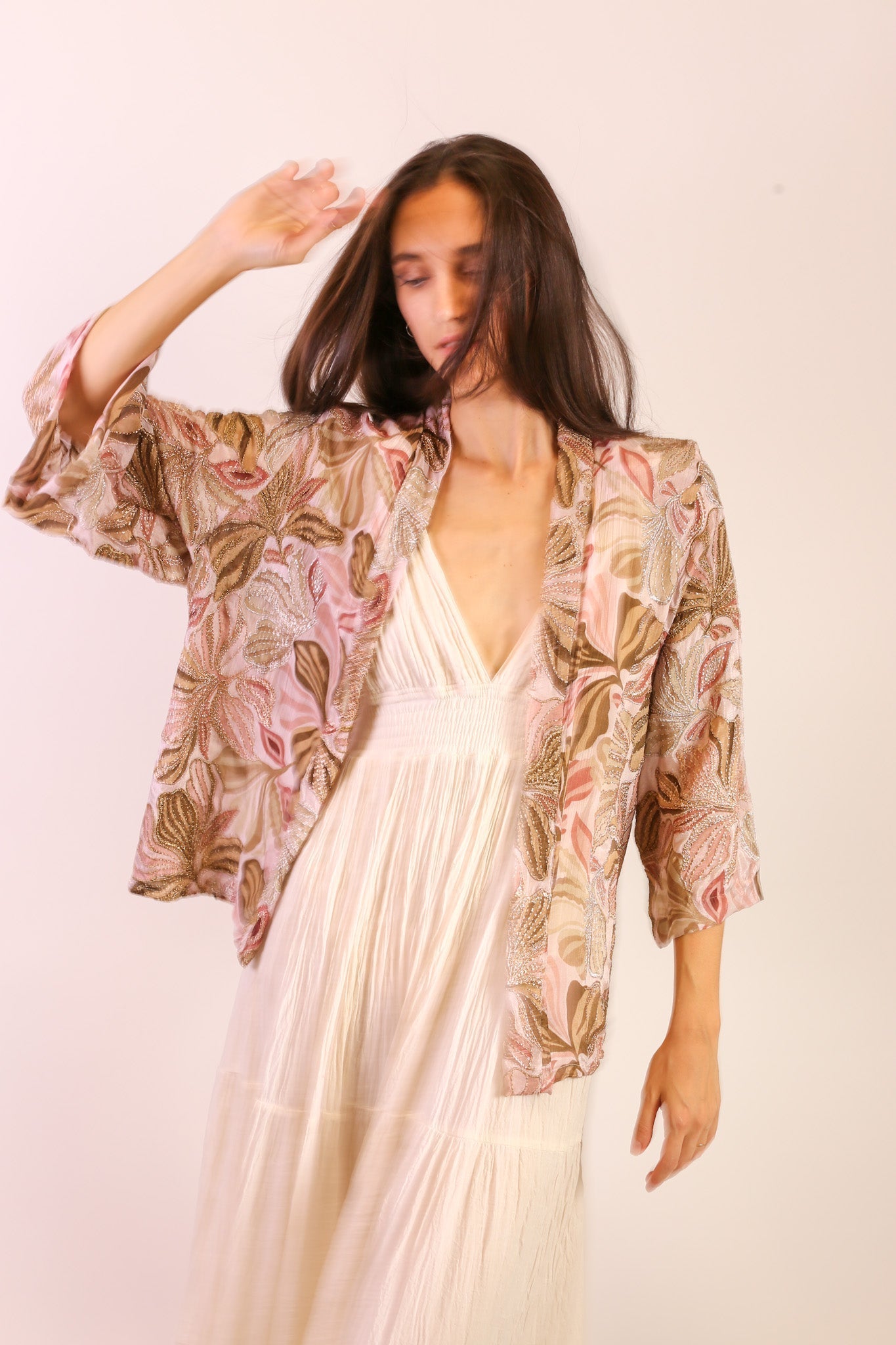 SEQUIN SILK EMBROIDERED KIMONO - BANGKOK TAILOR CLOTHING STORE - HANDMADE CLOTHING