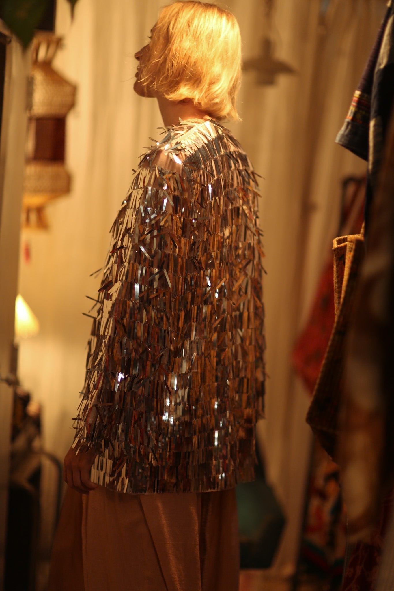 SEQUIN SILVER GLITTER KIMONO FRANKA - BANGKOK TAILOR CLOTHING STORE - HANDMADE CLOTHING