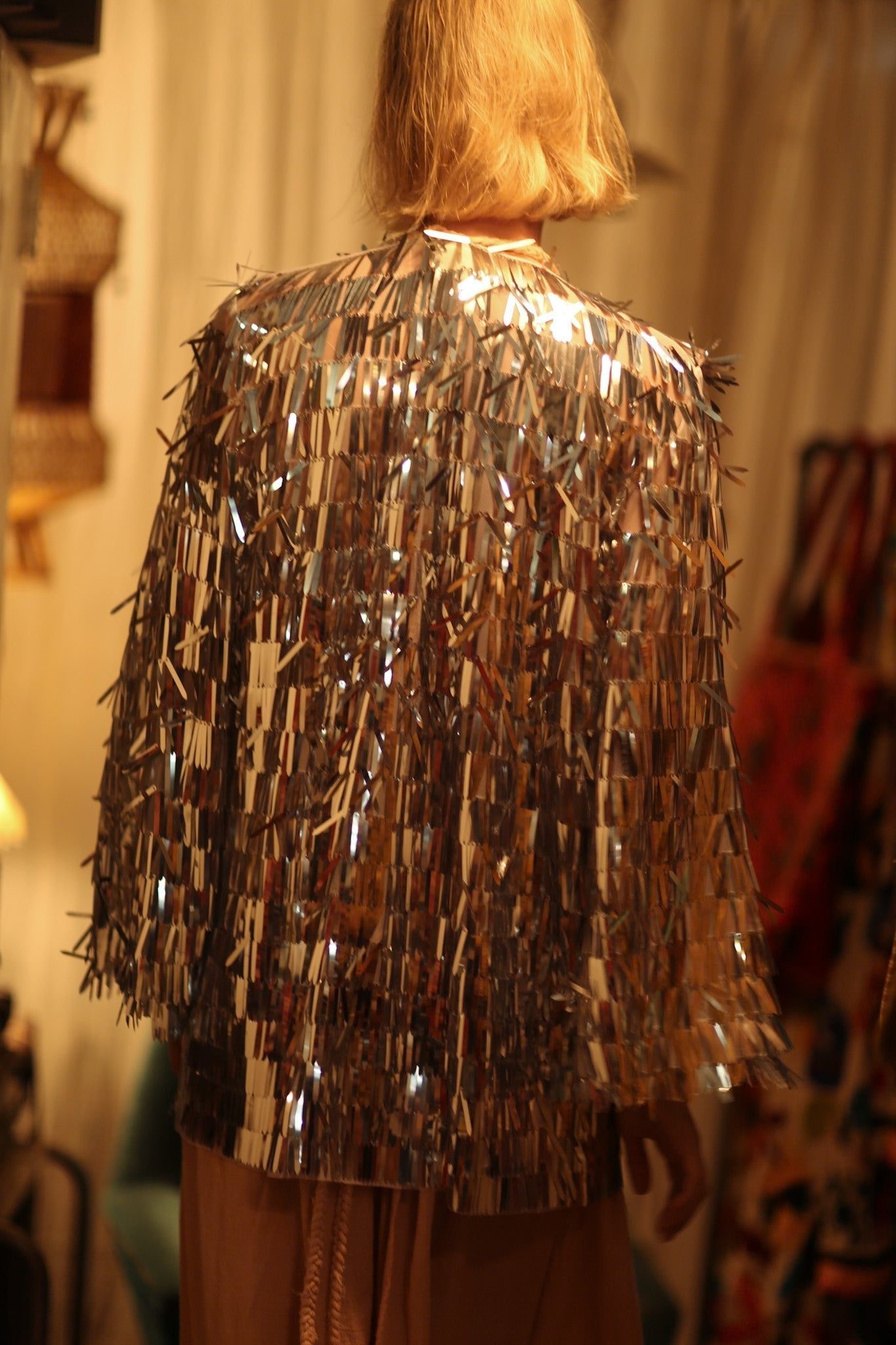 SEQUIN SILVER GLITTER KIMONO FRANKA - BANGKOK TAILOR CLOTHING STORE - HANDMADE CLOTHING