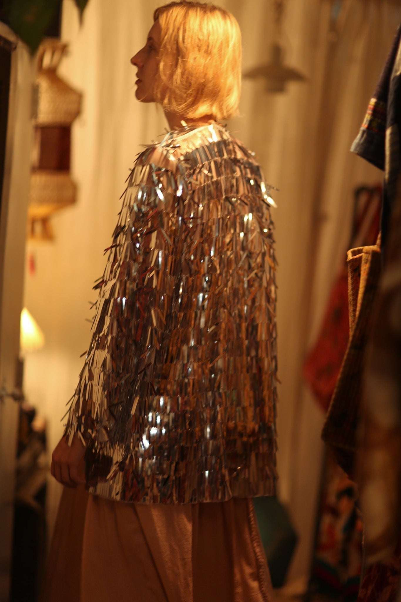SEQUIN SILVER GLITTER KIMONO FRANKA - BANGKOK TAILOR CLOTHING STORE - HANDMADE CLOTHING