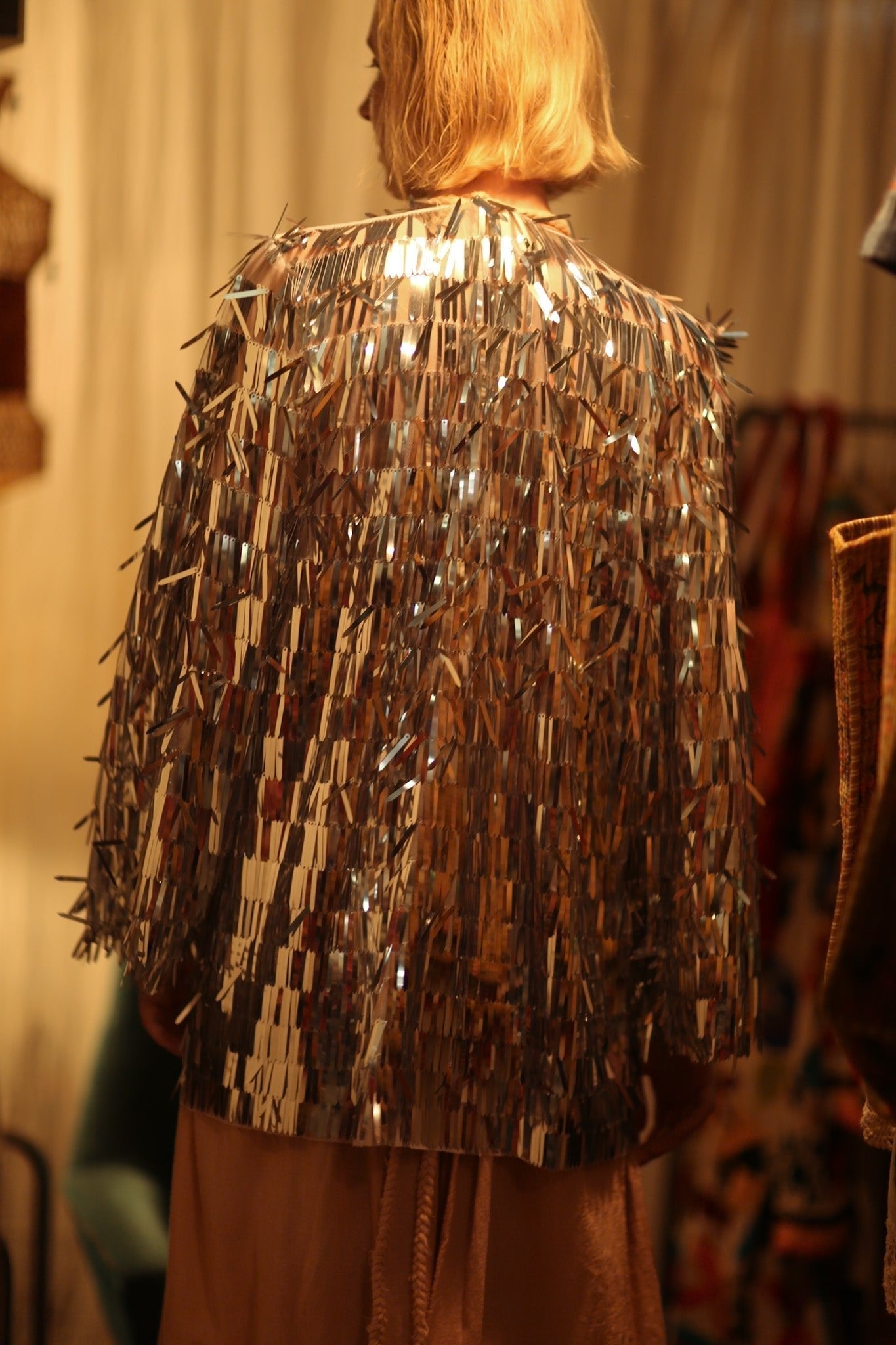 SEQUIN SILVER GLITTER KIMONO FRANKA - BANGKOK TAILOR CLOTHING STORE - HANDMADE CLOTHING