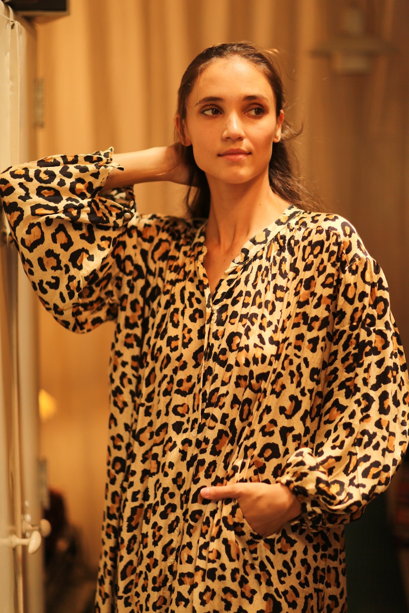 SILK DRESS ELIZABETH LEO PRINT - BANGKOK TAILOR CLOTHING STORE - HANDMADE CLOTHING