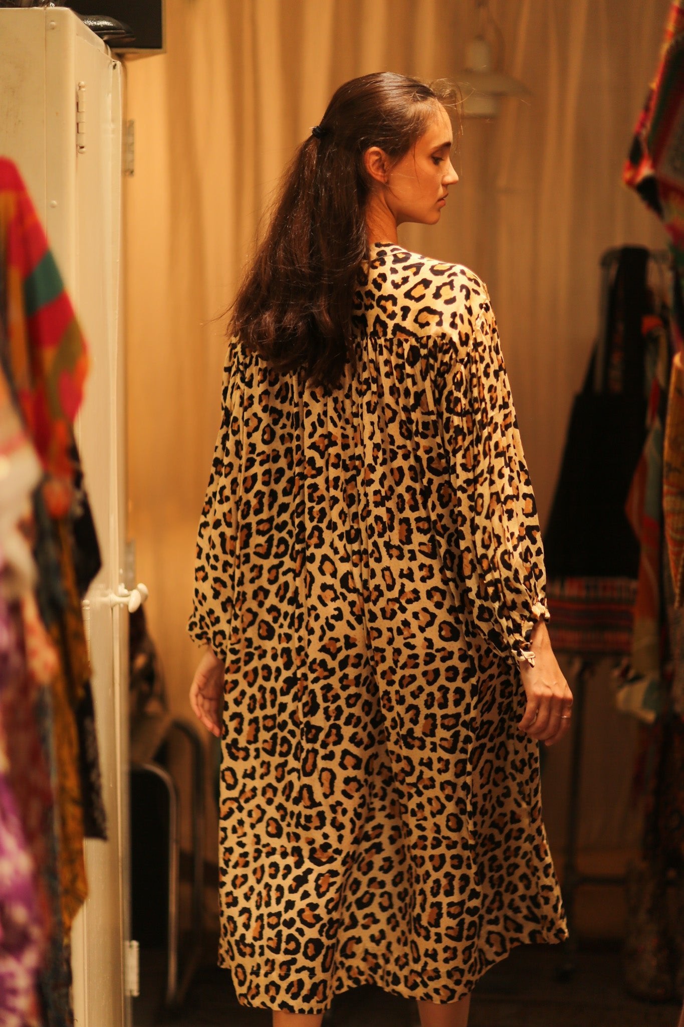 SILK DRESS ELIZABETH LEO PRINT - BANGKOK TAILOR CLOTHING STORE - HANDMADE CLOTHING