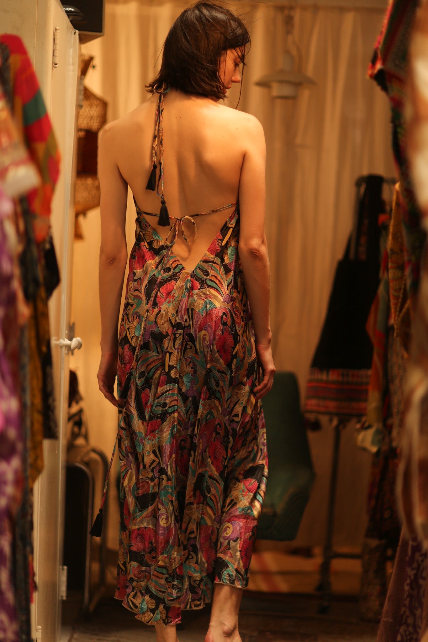 SILK DRESS HANNAH BLACK JUNGLE FEVER - BANGKOK TAILOR CLOTHING STORE - HANDMADE CLOTHING