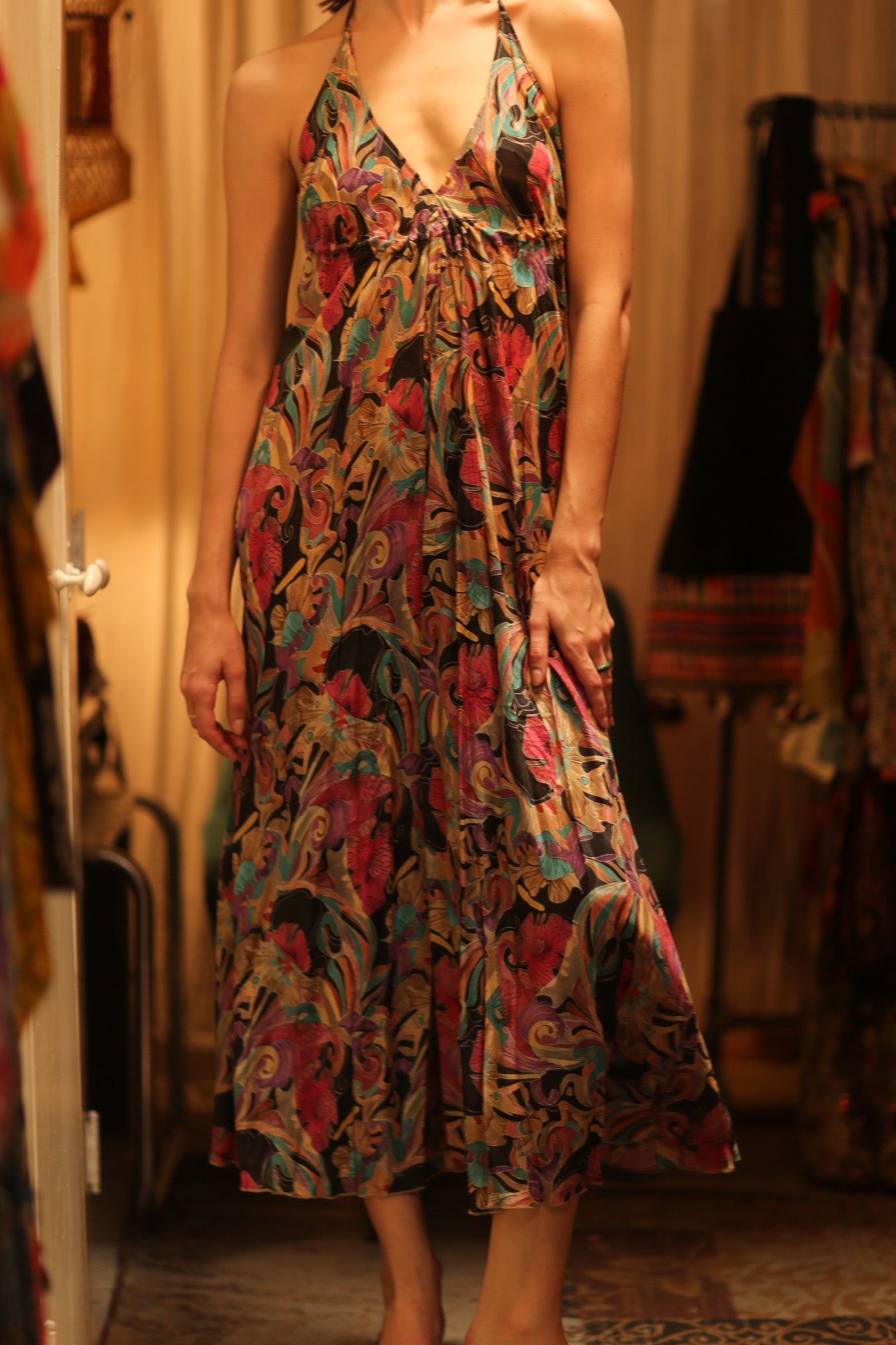 SILK DRESS HANNAH BLACK JUNGLE FEVER - BANGKOK TAILOR CLOTHING STORE - HANDMADE CLOTHING