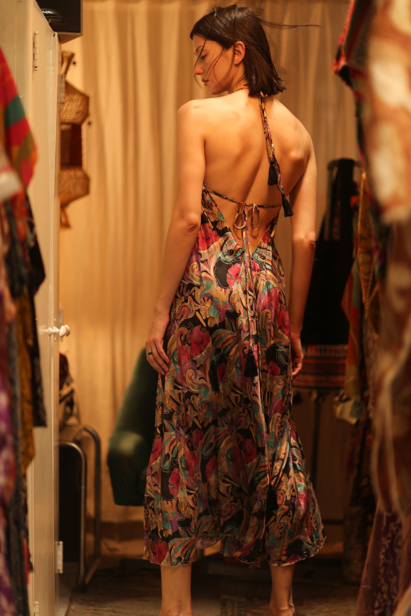 SILK DRESS HANNAH BLACK JUNGLE FEVER - BANGKOK TAILOR CLOTHING STORE - HANDMADE CLOTHING