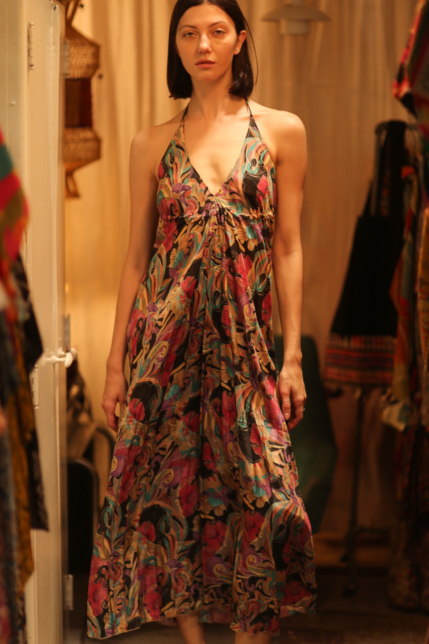 SILK DRESS HANNAH BLACK JUNGLE FEVER - BANGKOK TAILOR CLOTHING STORE - HANDMADE CLOTHING