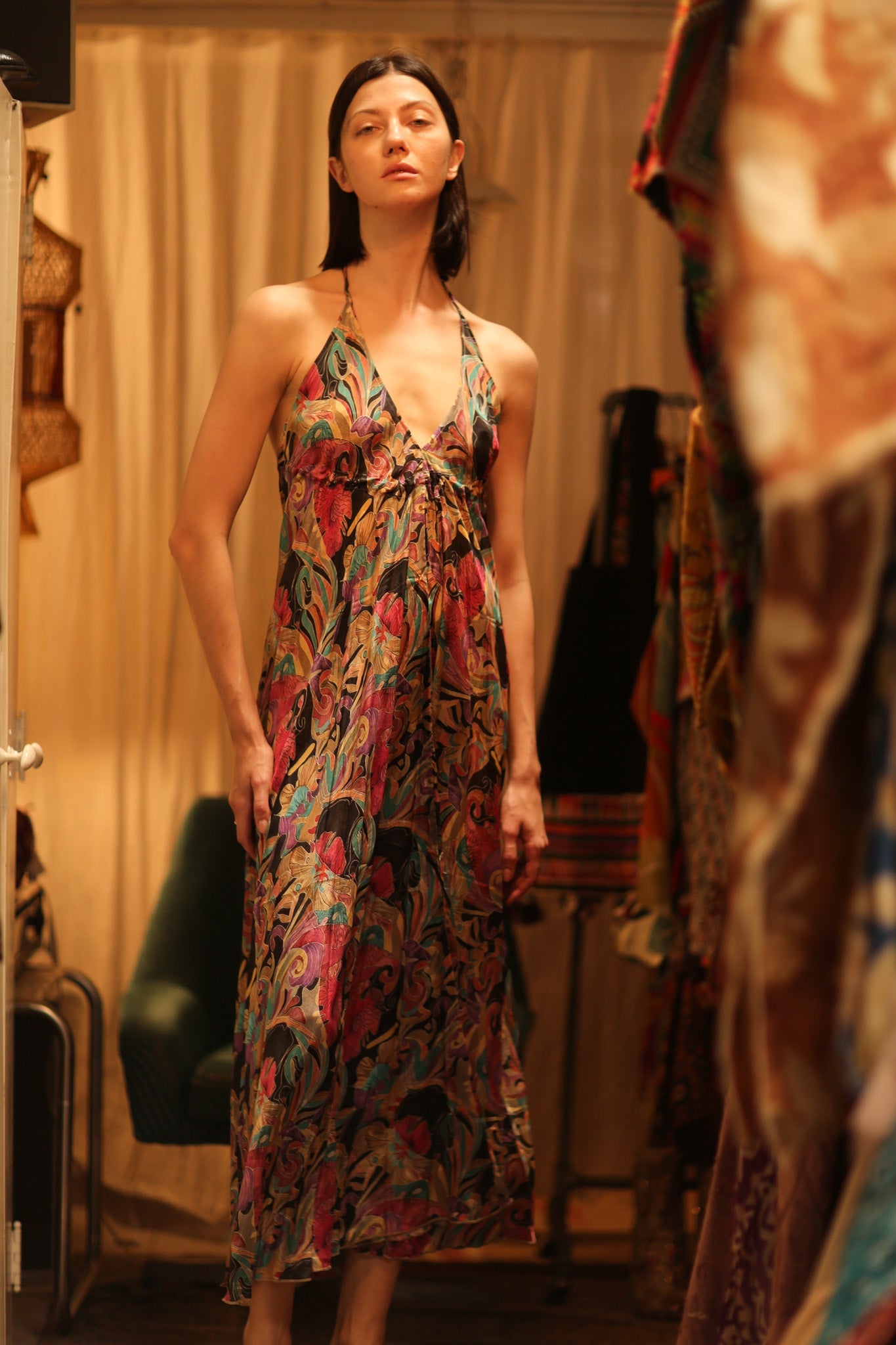 SILK DRESS HANNAH BLACK JUNGLE FEVER - BANGKOK TAILOR CLOTHING STORE - HANDMADE CLOTHING