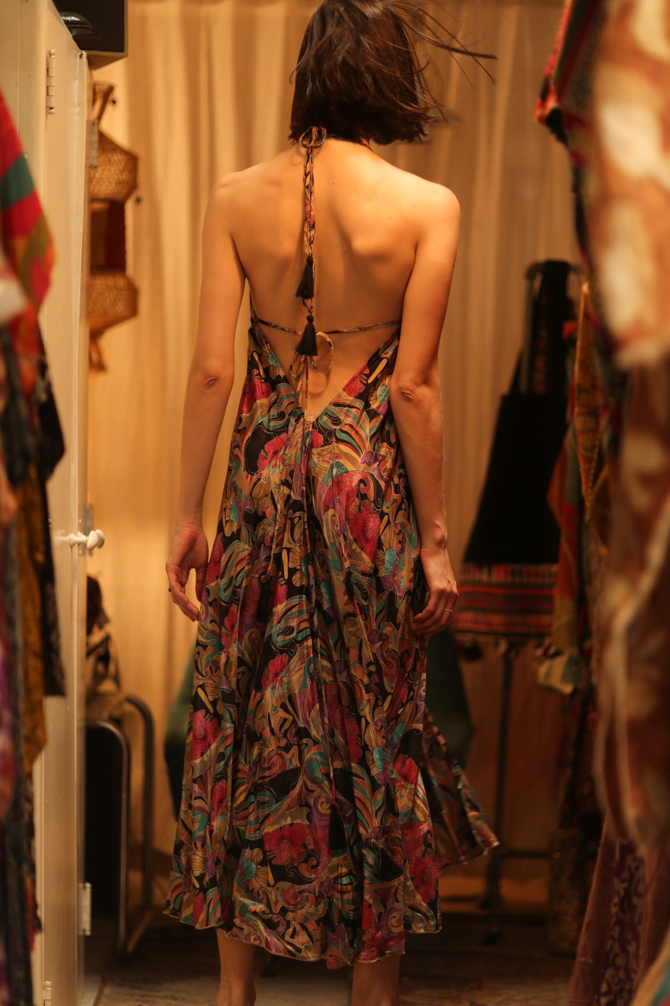 SILK DRESS HANNAH BLACK JUNGLE FEVER - BANGKOK TAILOR CLOTHING STORE - HANDMADE CLOTHING