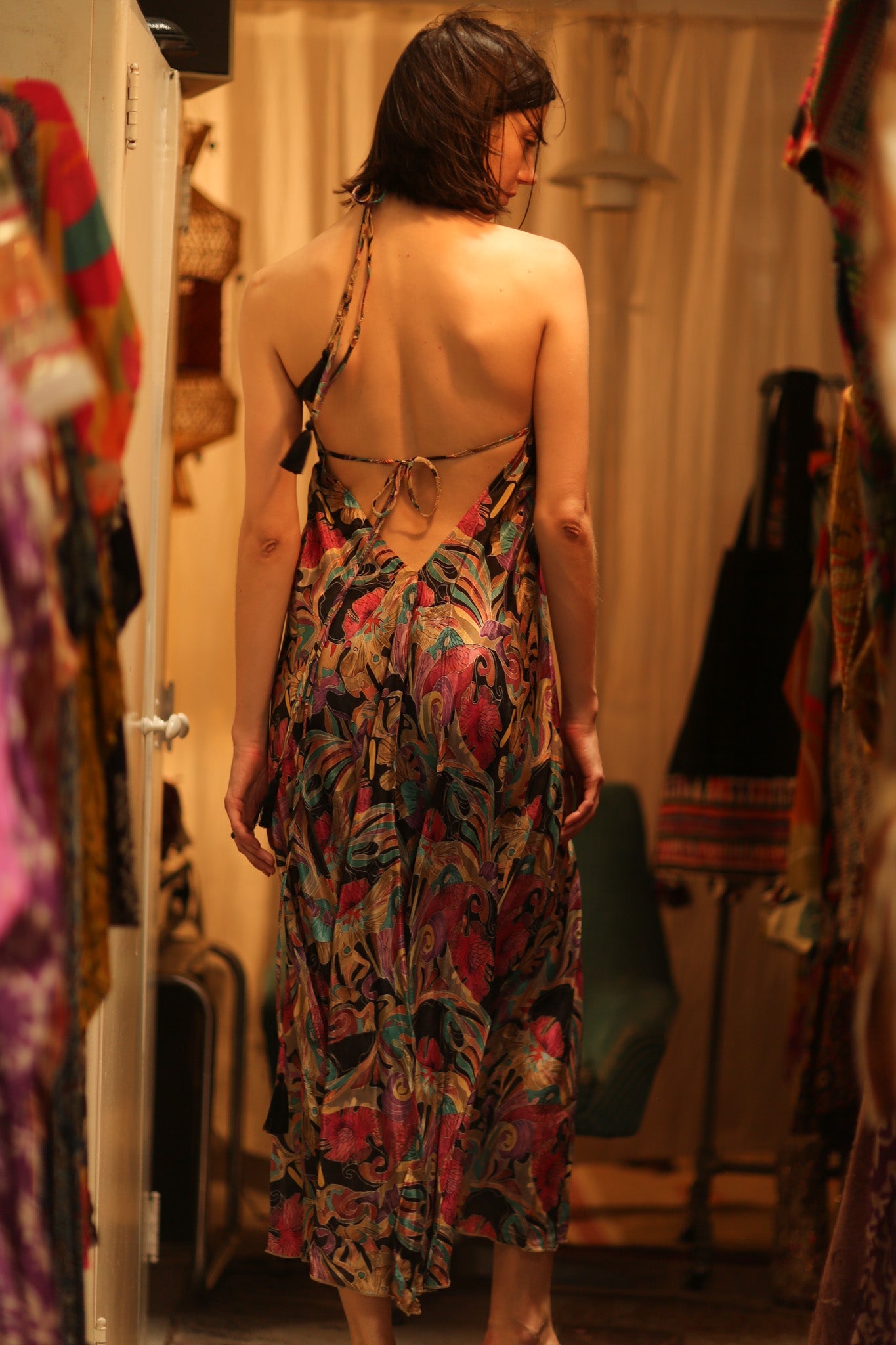 SILK DRESS HANNAH BLACK JUNGLE FEVER - BANGKOK TAILOR CLOTHING STORE - HANDMADE CLOTHING