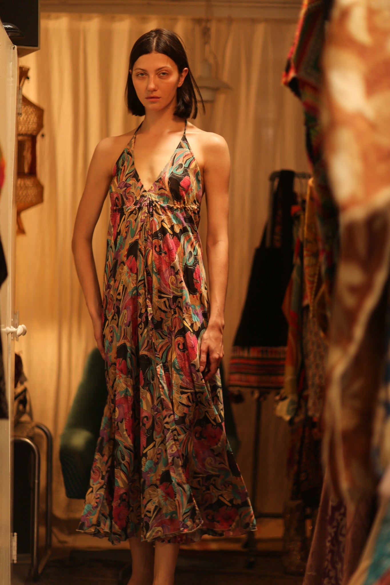 SILK DRESS HANNAH BLACK JUNGLE FEVER - BANGKOK TAILOR CLOTHING STORE - HANDMADE CLOTHING