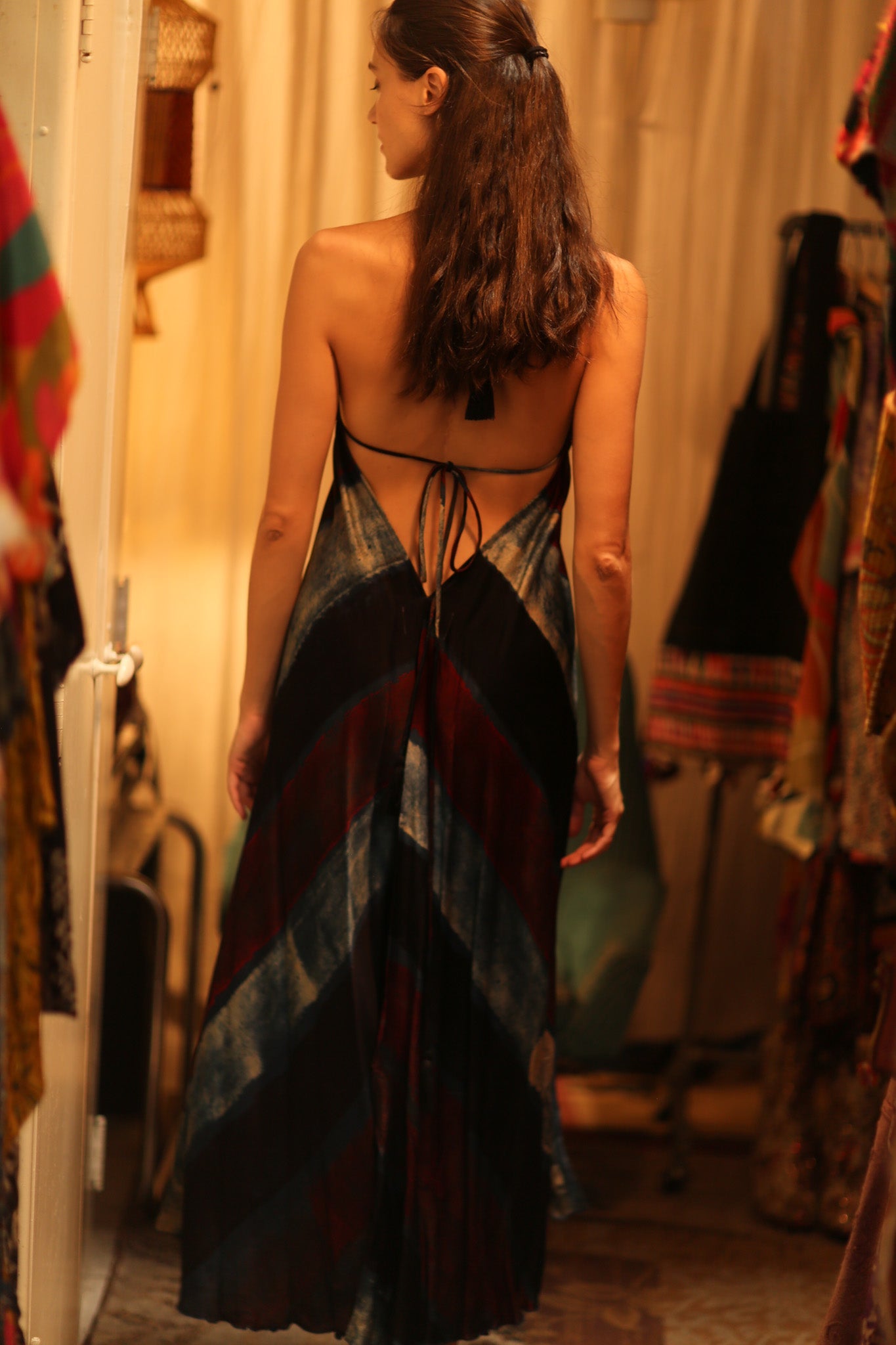 SILK DRESS HANNAH BLUE STRIPE OCEAN EDIT - BANGKOK TAILOR CLOTHING STORE - HANDMADE CLOTHING