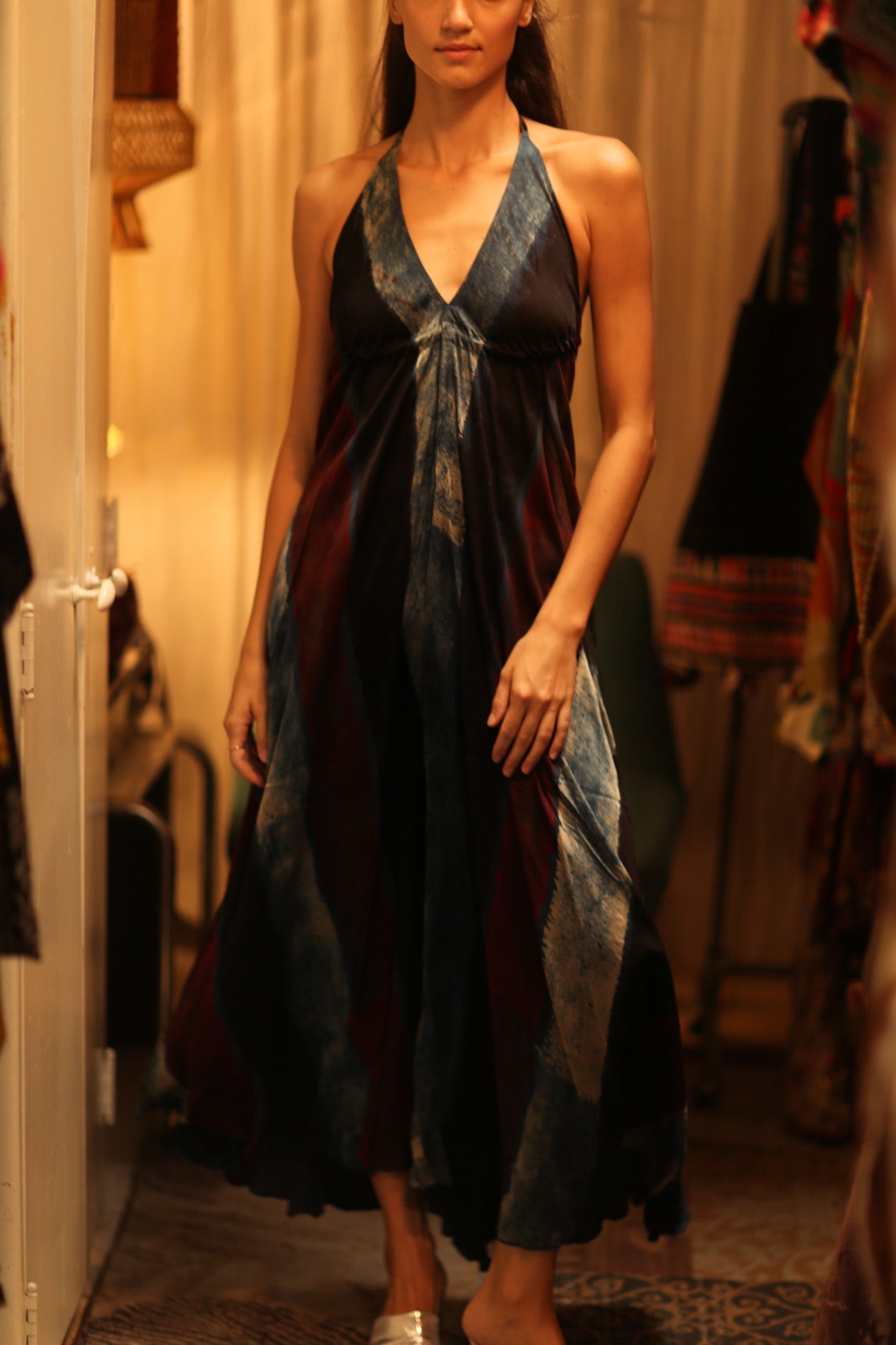 SILK DRESS HANNAH BLUE STRIPE OCEAN EDIT - BANGKOK TAILOR CLOTHING STORE - HANDMADE CLOTHING