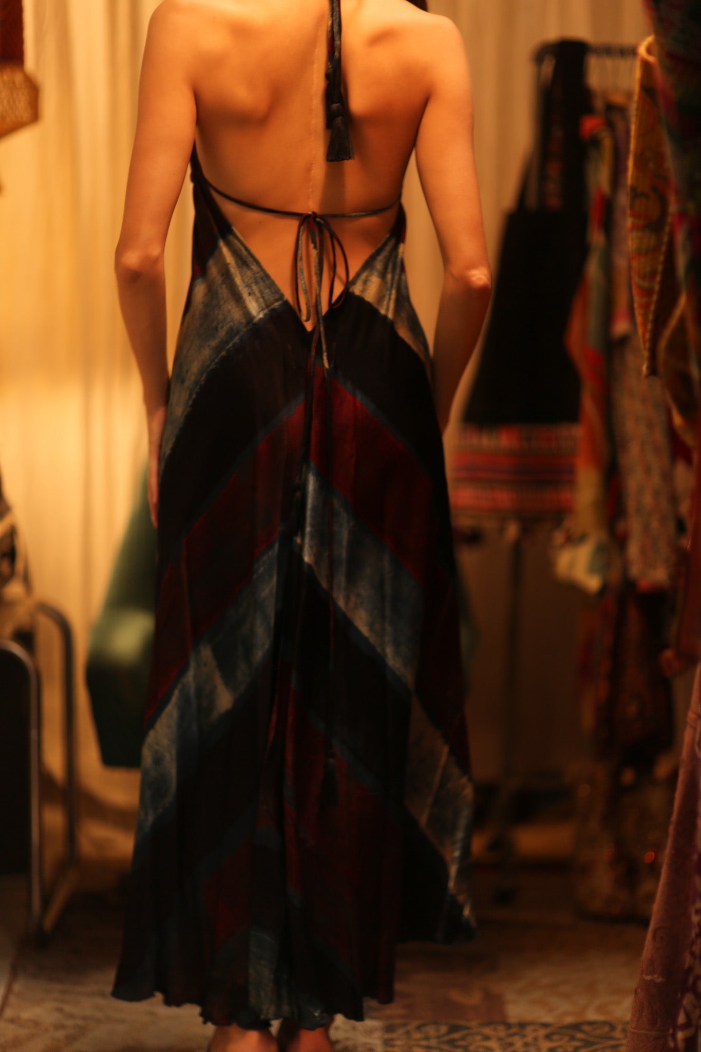 SILK DRESS HANNAH BLUE STRIPE OCEAN EDIT - BANGKOK TAILOR CLOTHING STORE - HANDMADE CLOTHING