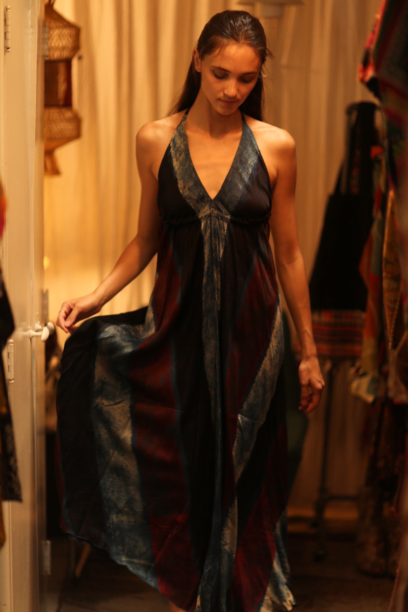 SILK DRESS HANNAH BLUE STRIPE OCEAN EDIT - BANGKOK TAILOR CLOTHING STORE - HANDMADE CLOTHING