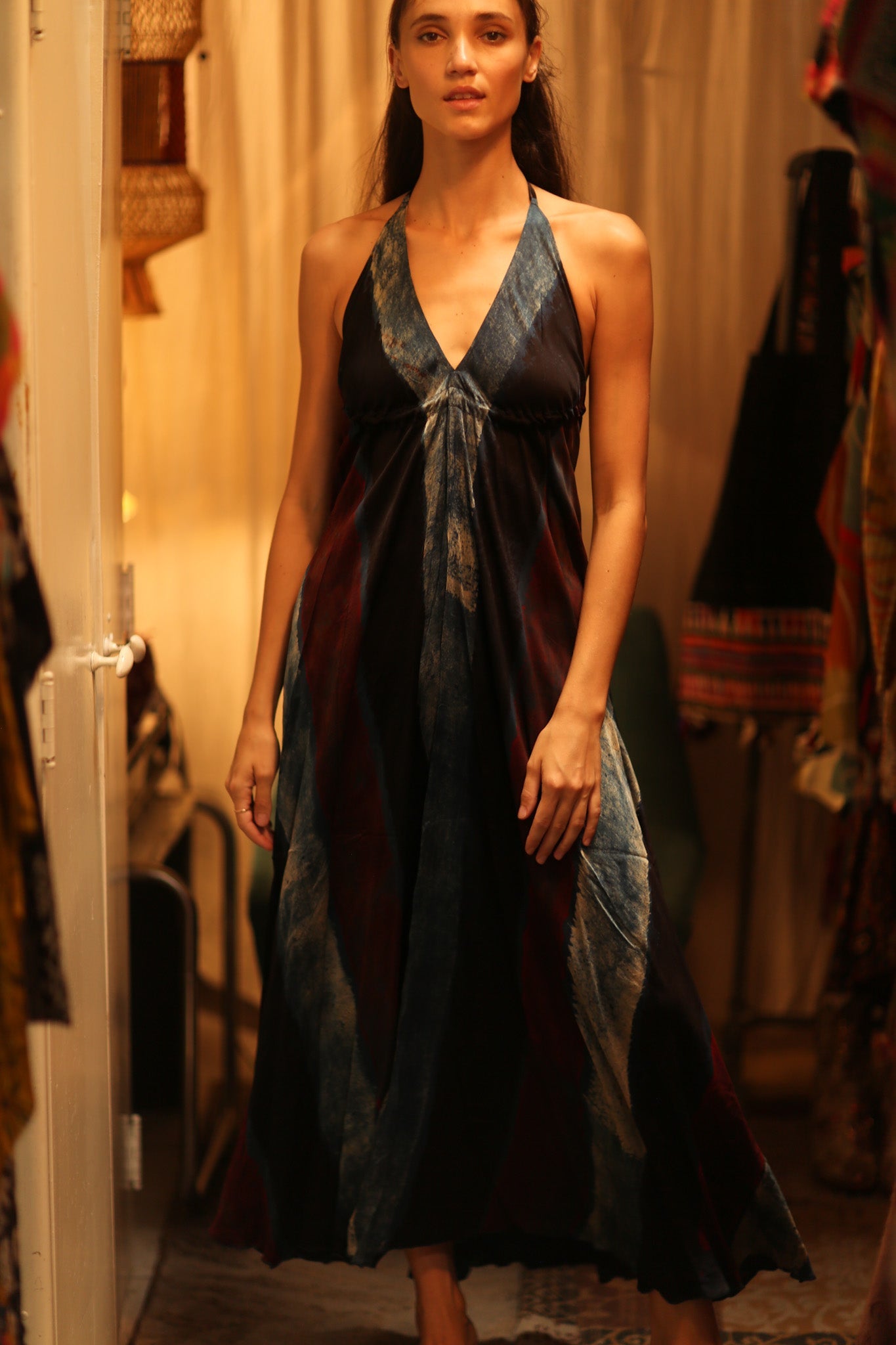 SILK DRESS HANNAH BLUE STRIPE OCEAN EDIT - BANGKOK TAILOR CLOTHING STORE - HANDMADE CLOTHING