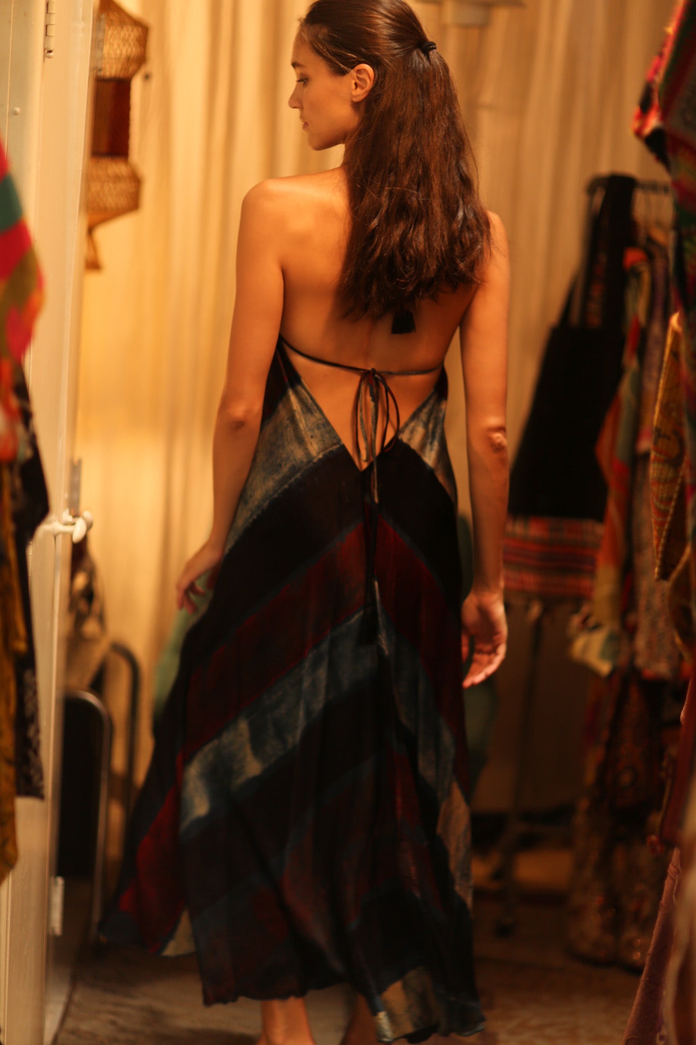 SILK DRESS HANNAH BLUE STRIPE OCEAN EDIT - BANGKOK TAILOR CLOTHING STORE - HANDMADE CLOTHING