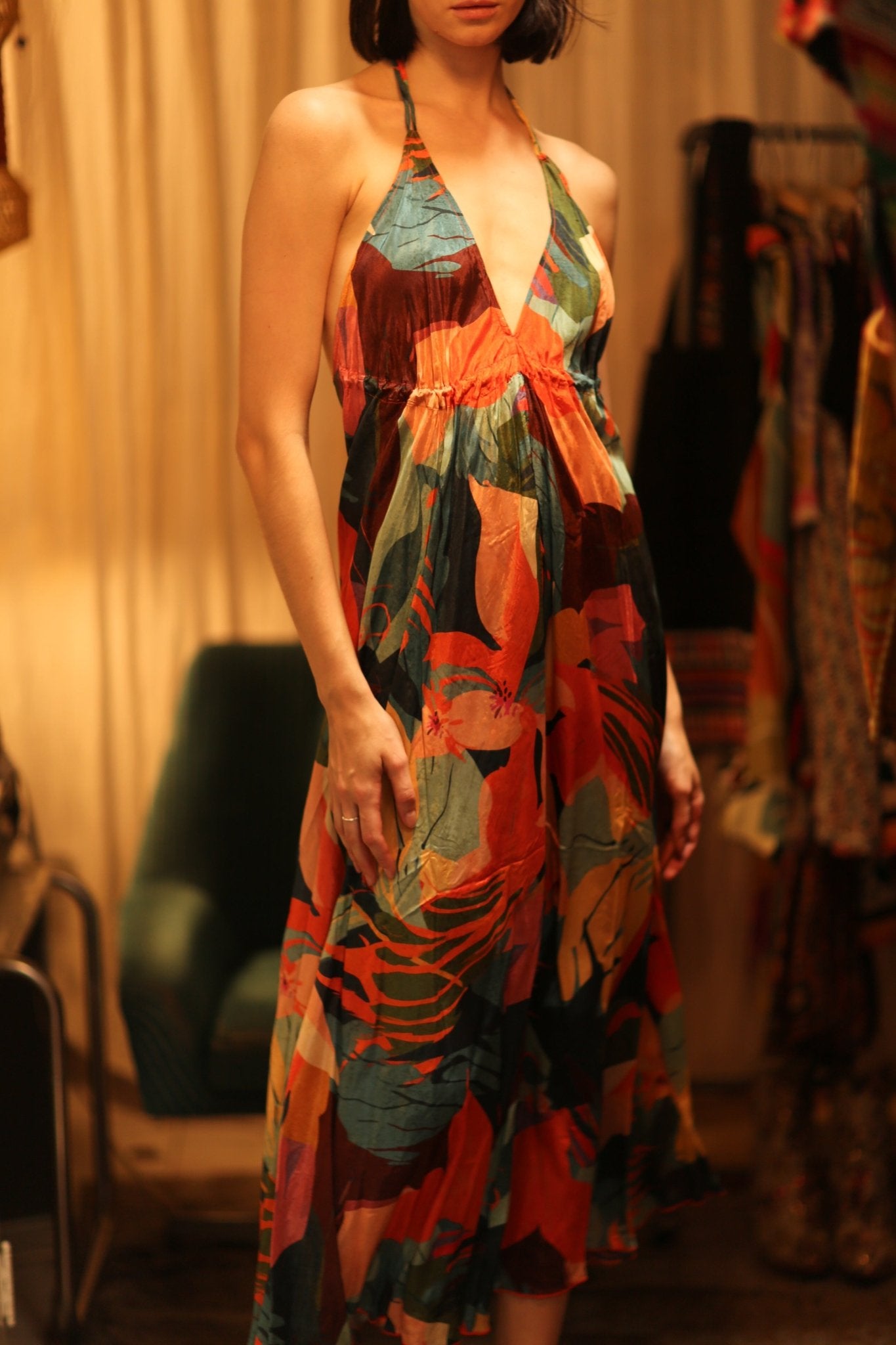 SILK DRESS HANNAH JUNGLE FEVER - BANGKOK TAILOR CLOTHING STORE - HANDMADE CLOTHING