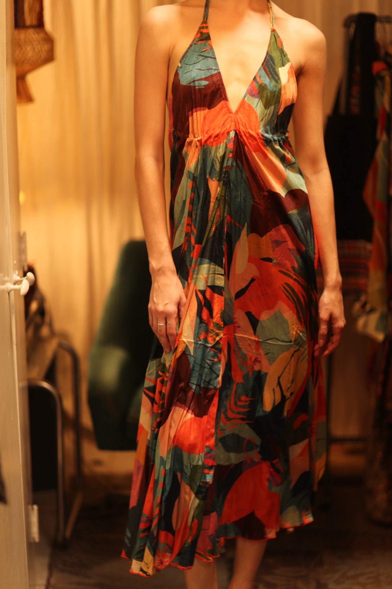 SILK DRESS HANNAH JUNGLE FEVER - BANGKOK TAILOR CLOTHING STORE - HANDMADE CLOTHING
