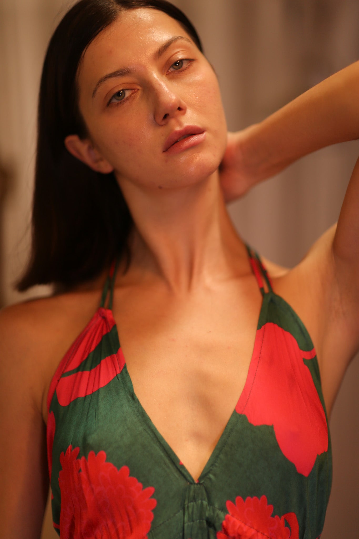 SILK DRESS HANNAH PINK GREEN TROPIC - BANGKOK TAILOR CLOTHING STORE - HANDMADE CLOTHING