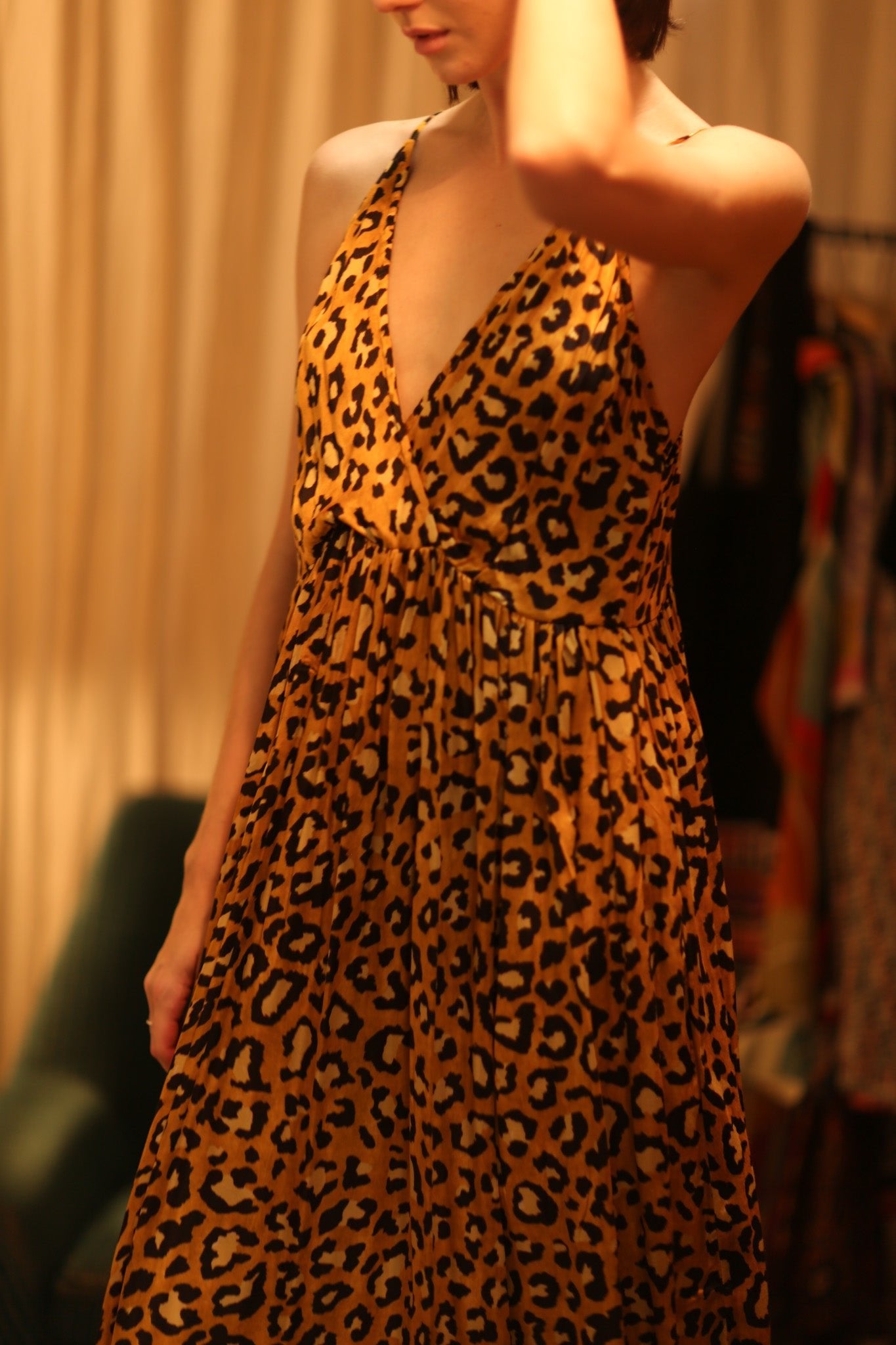 SILK DRESS LILY LEO PRINT DARK - BANGKOK TAILOR CLOTHING STORE - HANDMADE CLOTHING