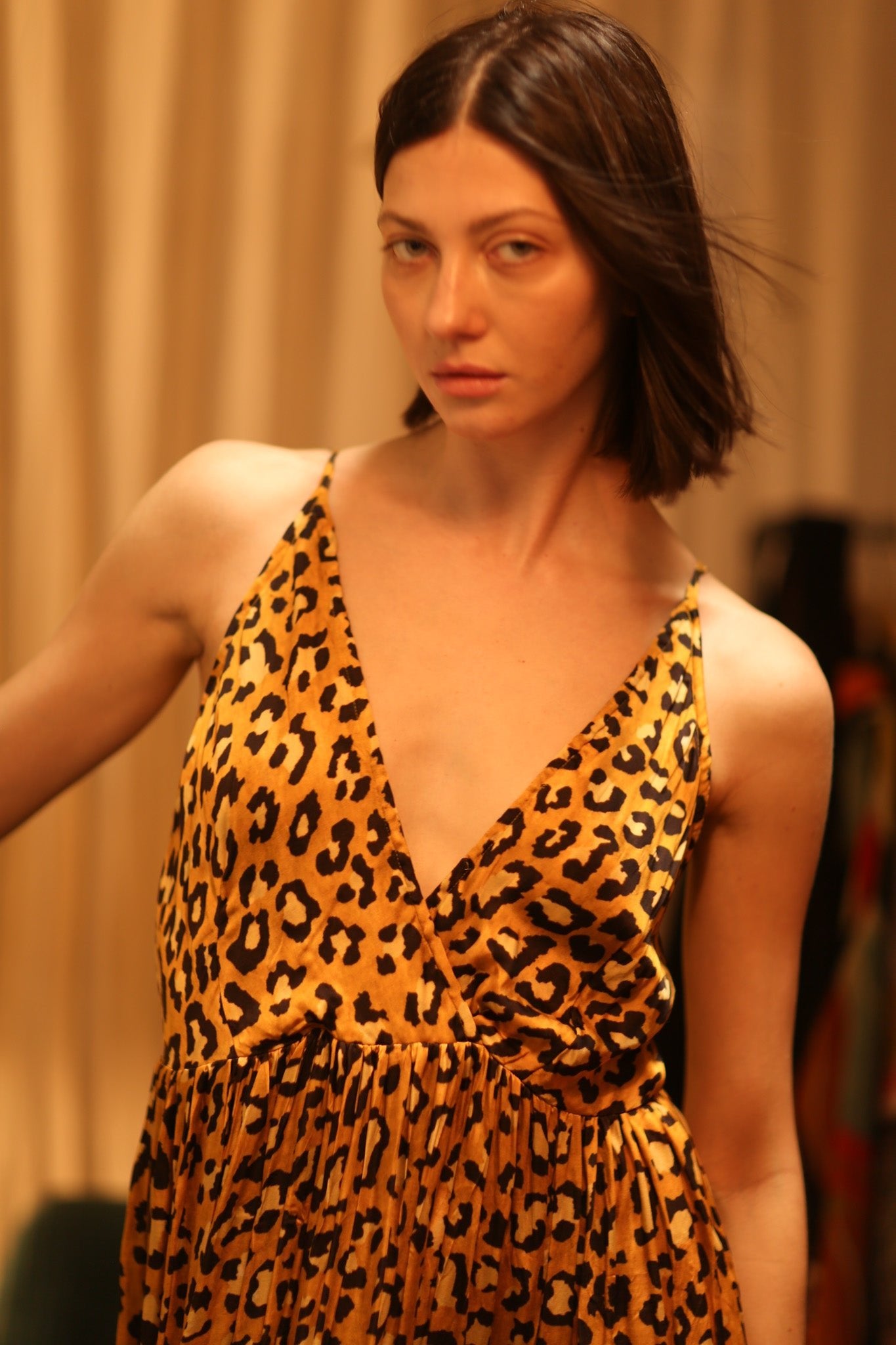 SILK DRESS LILY LEO PRINT DARK - BANGKOK TAILOR CLOTHING STORE - HANDMADE CLOTHING