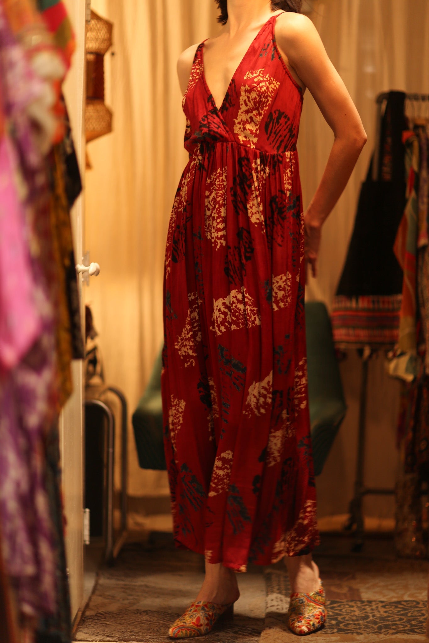 SILK DRESS LILY RED PAINTERS EDIT - BANGKOK TAILOR CLOTHING STORE - HANDMADE CLOTHING