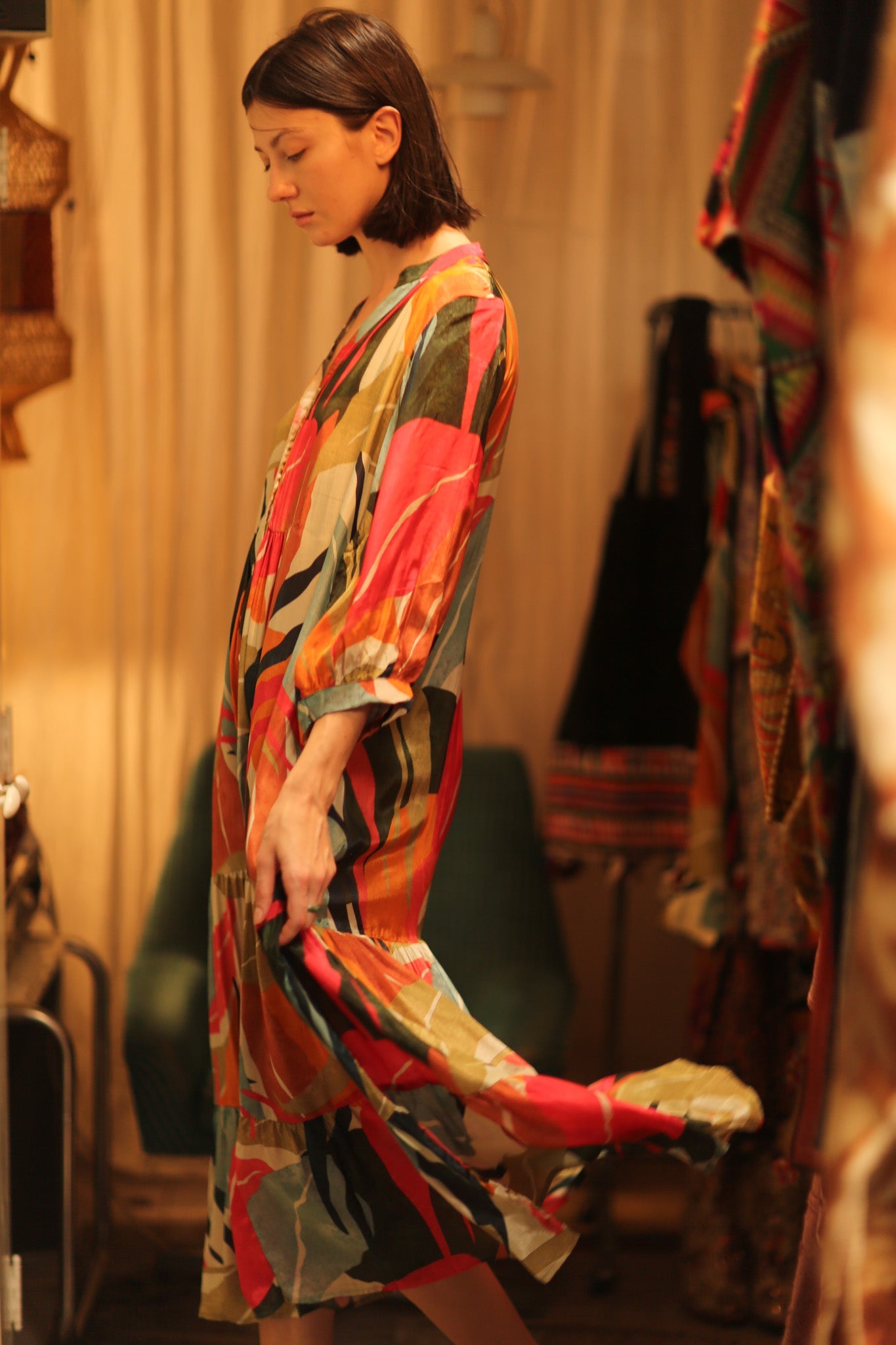 SILK DRESS SUSIE BALI NIGHTS - BANGKOK TAILOR CLOTHING STORE - HANDMADE CLOTHING