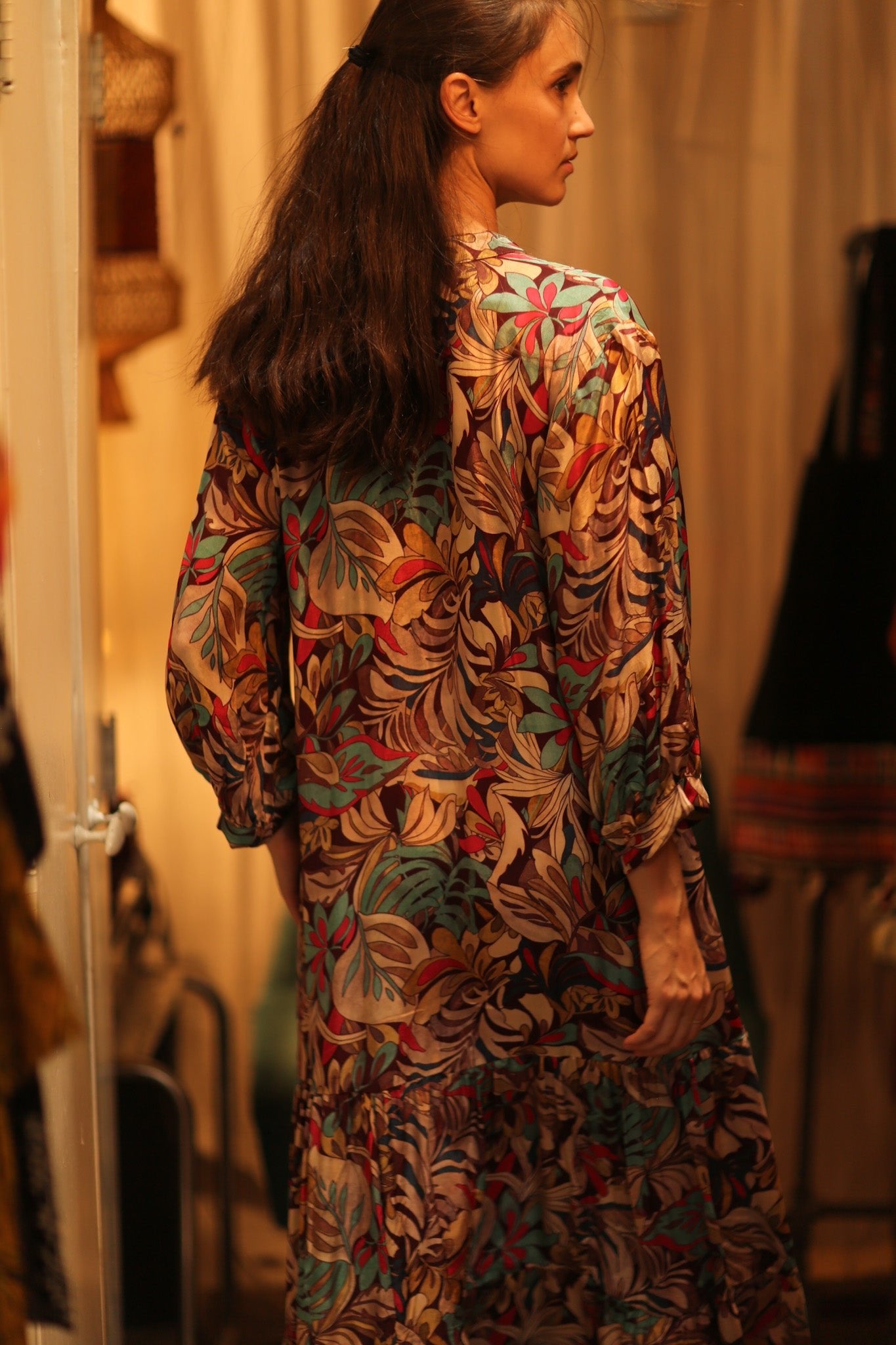 SILK DRESS SUSIE BROWN JUNGLE FEVER - BANGKOK TAILOR CLOTHING STORE - HANDMADE CLOTHING