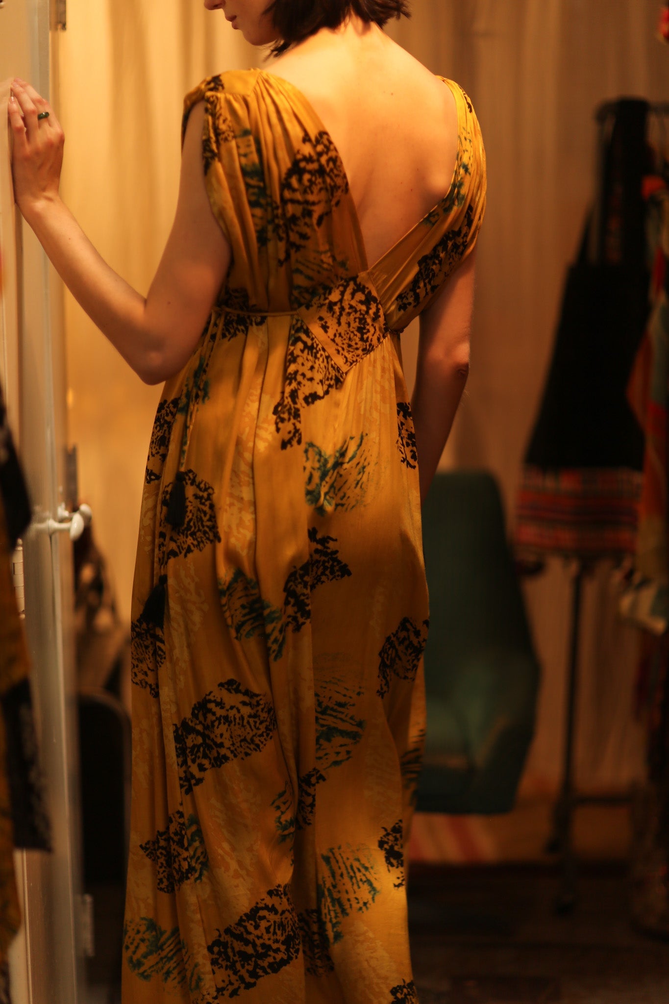 SILK DRESS VICTORIA YELLOW ARTIST - BANGKOK TAILOR CLOTHING STORE - HANDMADE CLOTHING