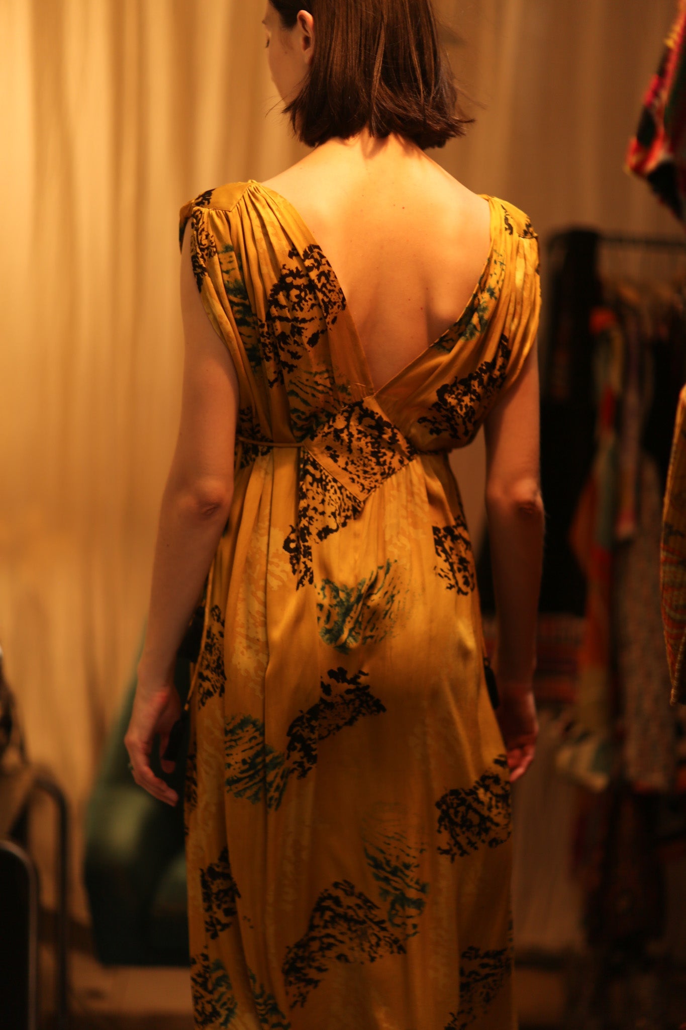 SILK DRESS VICTORIA YELLOW ARTIST - BANGKOK TAILOR CLOTHING STORE - HANDMADE CLOTHING