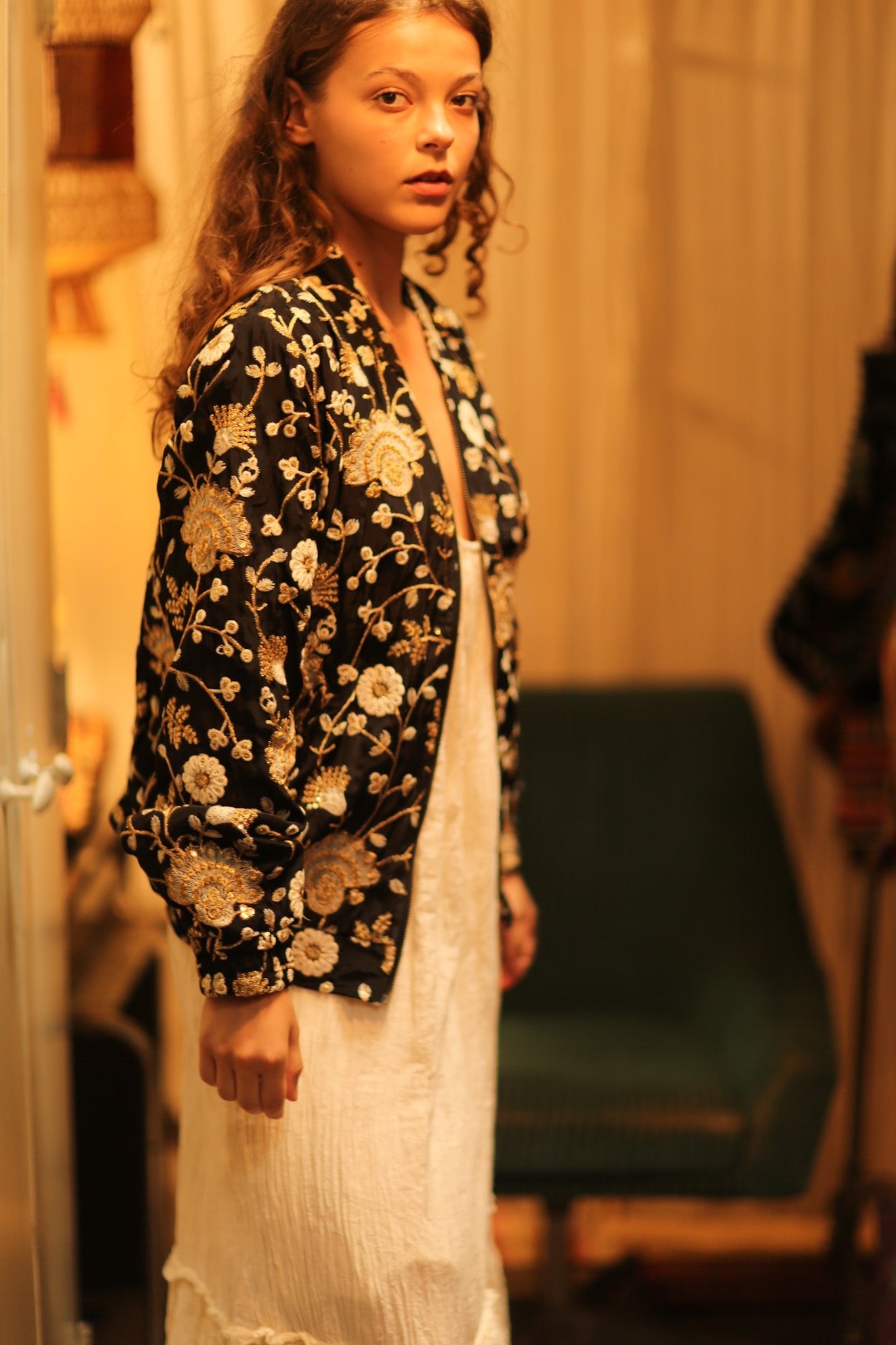 SILK EMBROIDERED BOMBER JACKET LISA - BANGKOK TAILOR CLOTHING STORE - HANDMADE CLOTHING