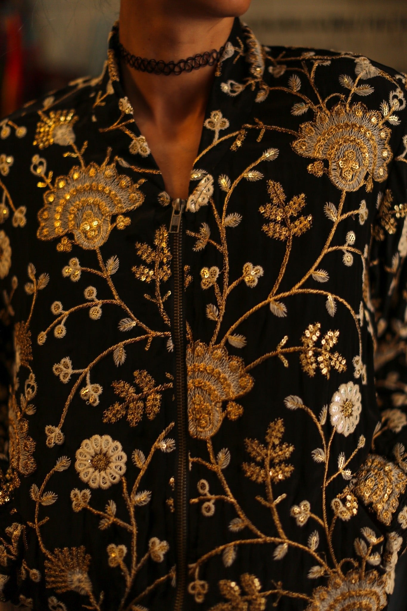 SILK EMBROIDERED BOMBER JACKET LISA - BANGKOK TAILOR CLOTHING STORE - HANDMADE CLOTHING