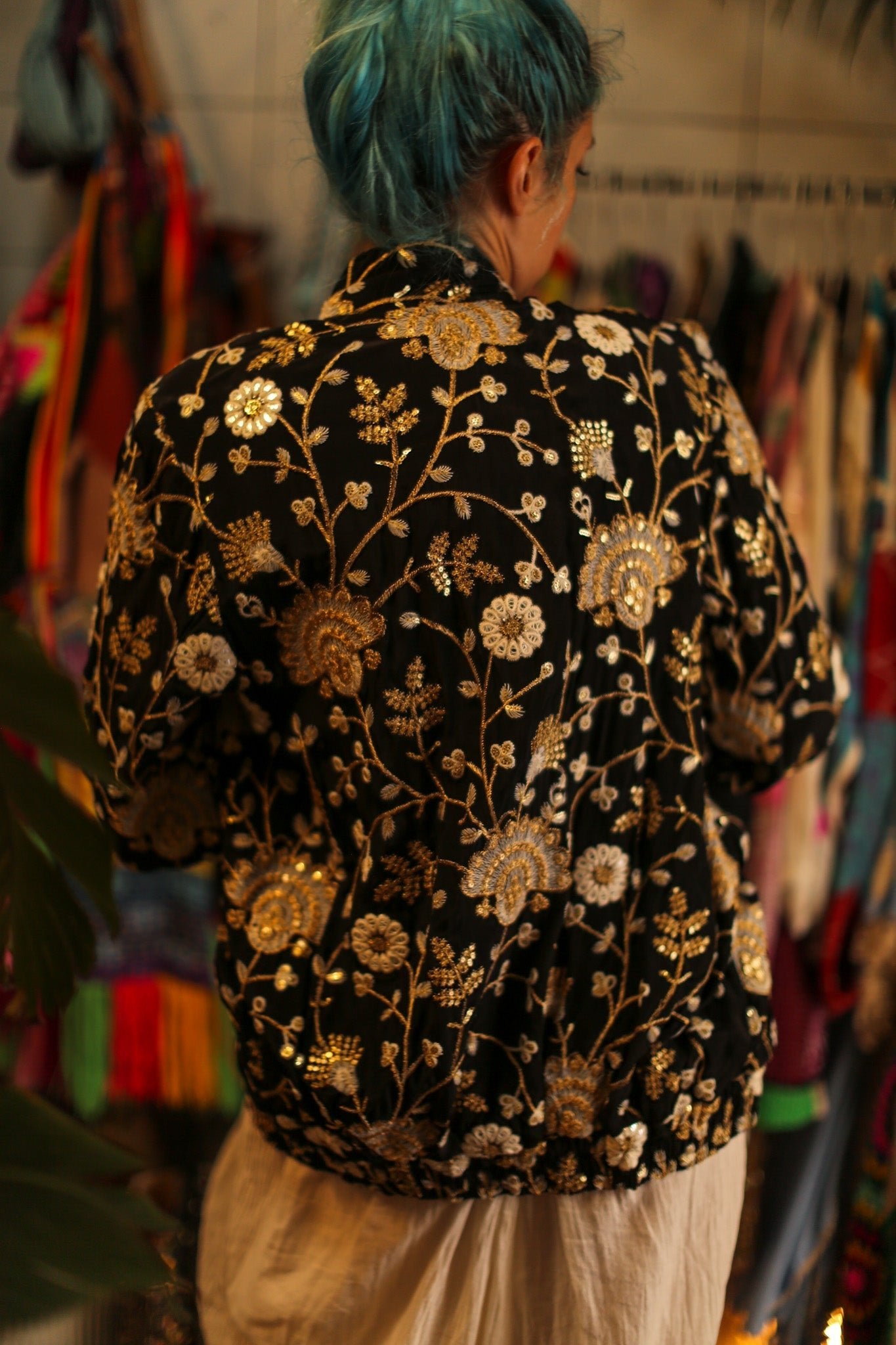 SILK EMBROIDERED BOMBER JACKET LISA - BANGKOK TAILOR CLOTHING STORE - HANDMADE CLOTHING