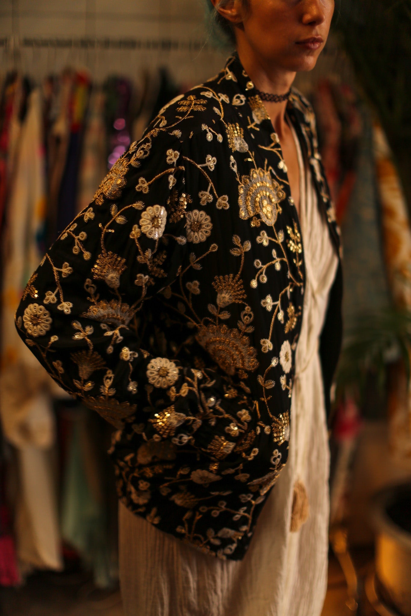 SILK EMBROIDERED BOMBER JACKET LISA - BANGKOK TAILOR CLOTHING STORE - HANDMADE CLOTHING