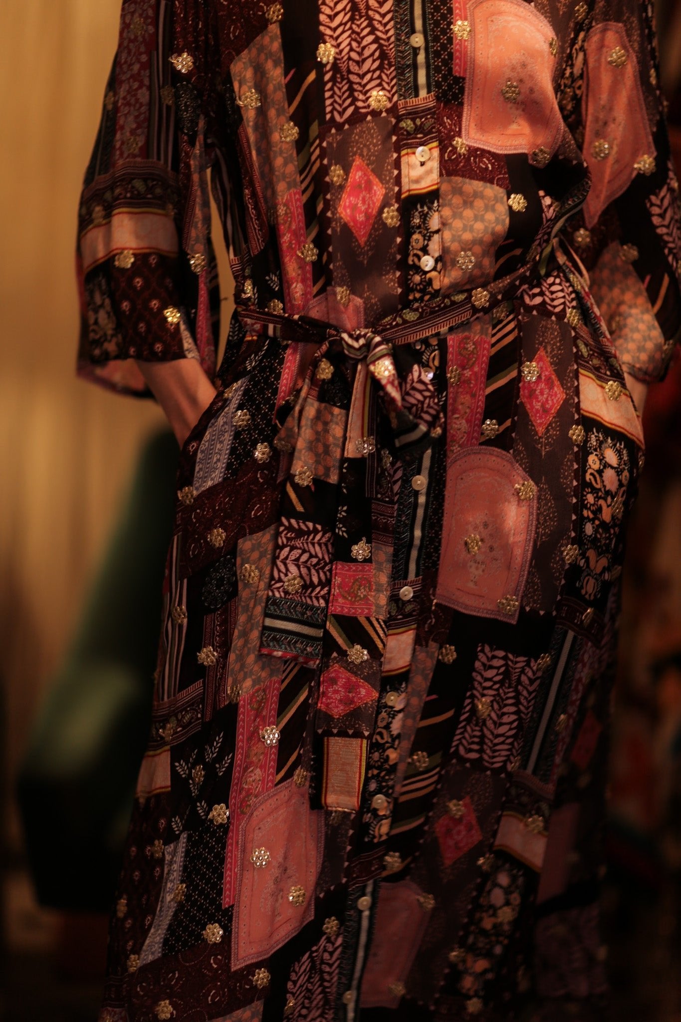 SILK EMBROIDERED DRESS RUTH INDIA - BANGKOK TAILOR CLOTHING STORE - HANDMADE CLOTHING