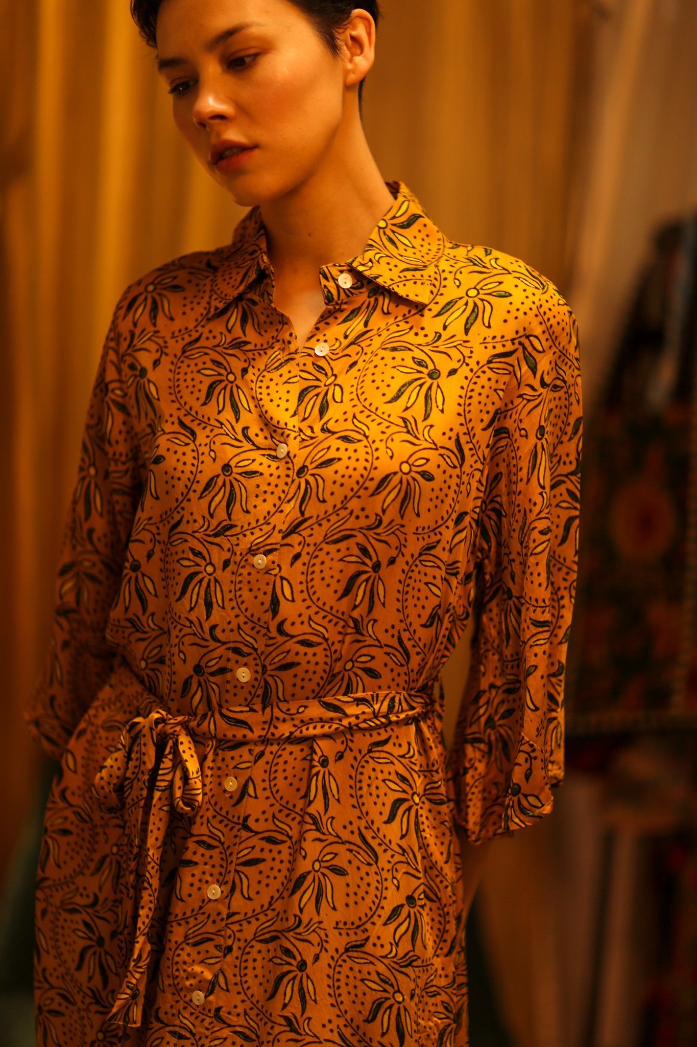 SILK HAND BLOCK PRINT DINA - BANGKOK TAILOR CLOTHING STORE - HANDMADE CLOTHING