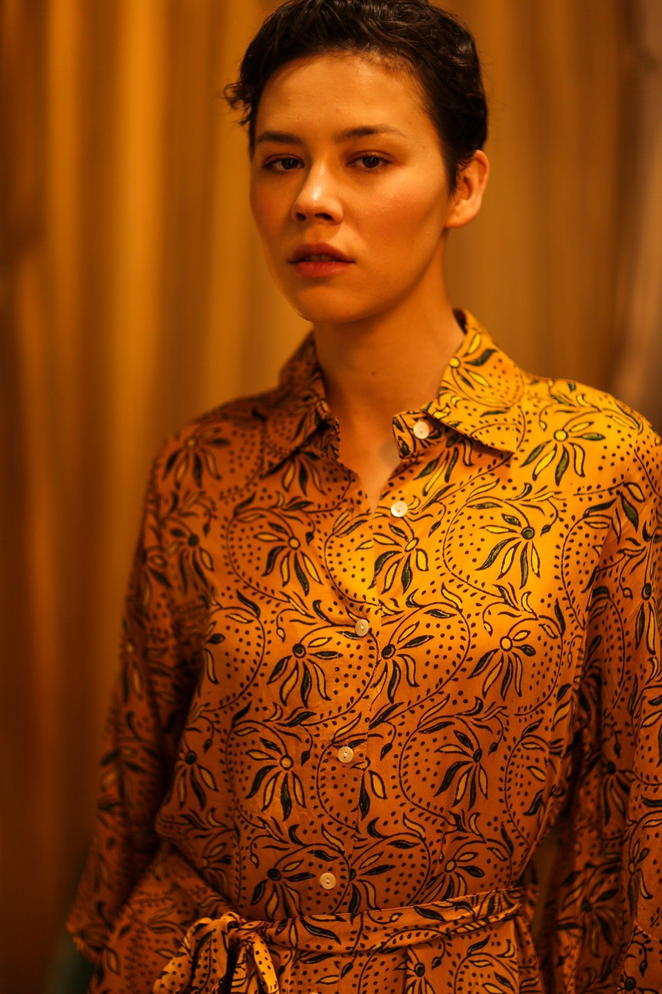 SILK HAND BLOCK PRINT DINA - BANGKOK TAILOR CLOTHING STORE - HANDMADE CLOTHING