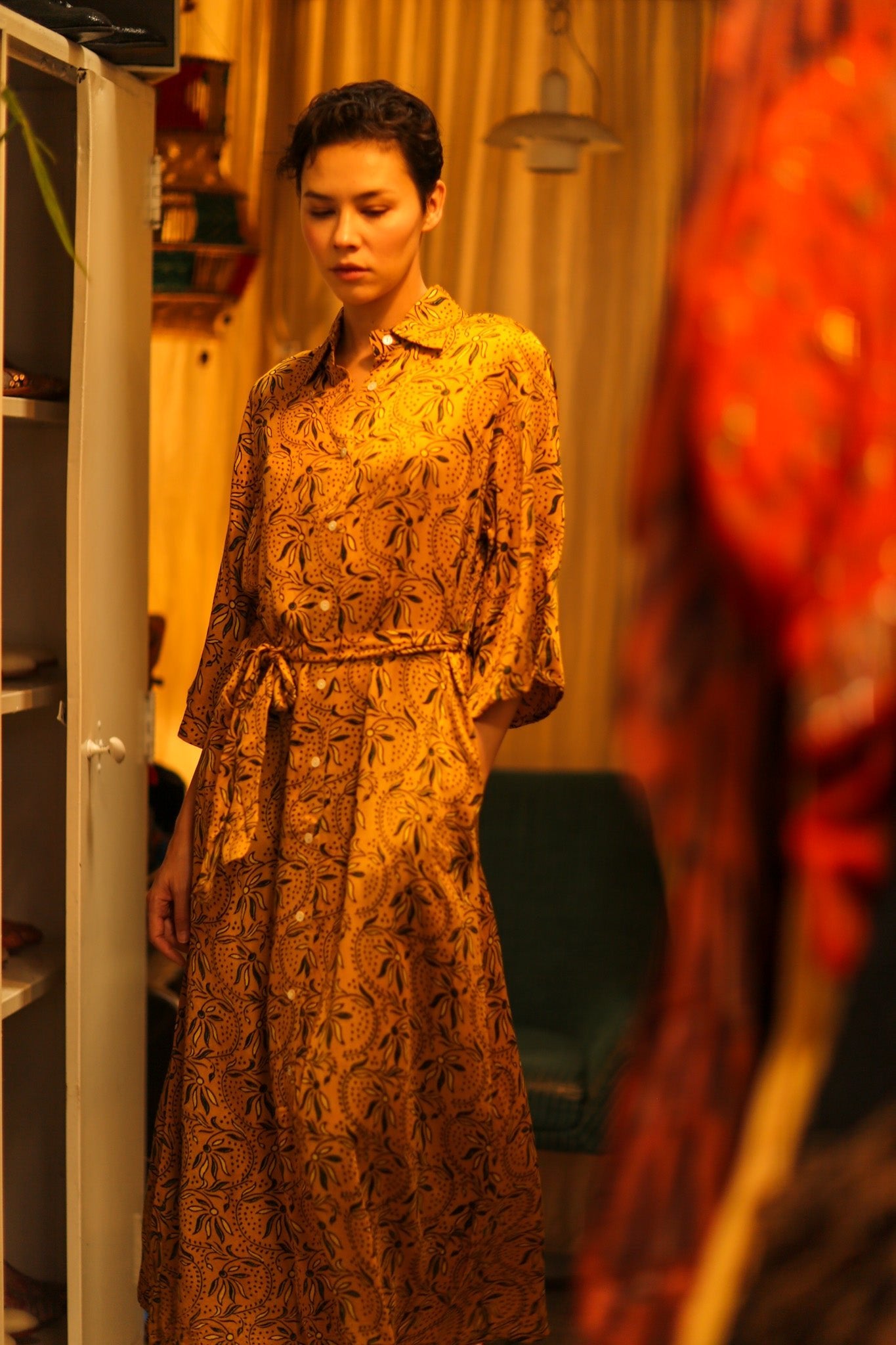 SILK HAND BLOCK PRINT DINA - BANGKOK TAILOR CLOTHING STORE - HANDMADE CLOTHING