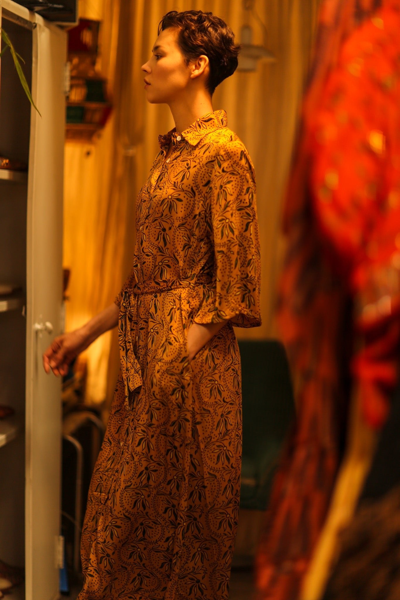 SILK HAND BLOCK PRINT DINA - BANGKOK TAILOR CLOTHING STORE - HANDMADE CLOTHING