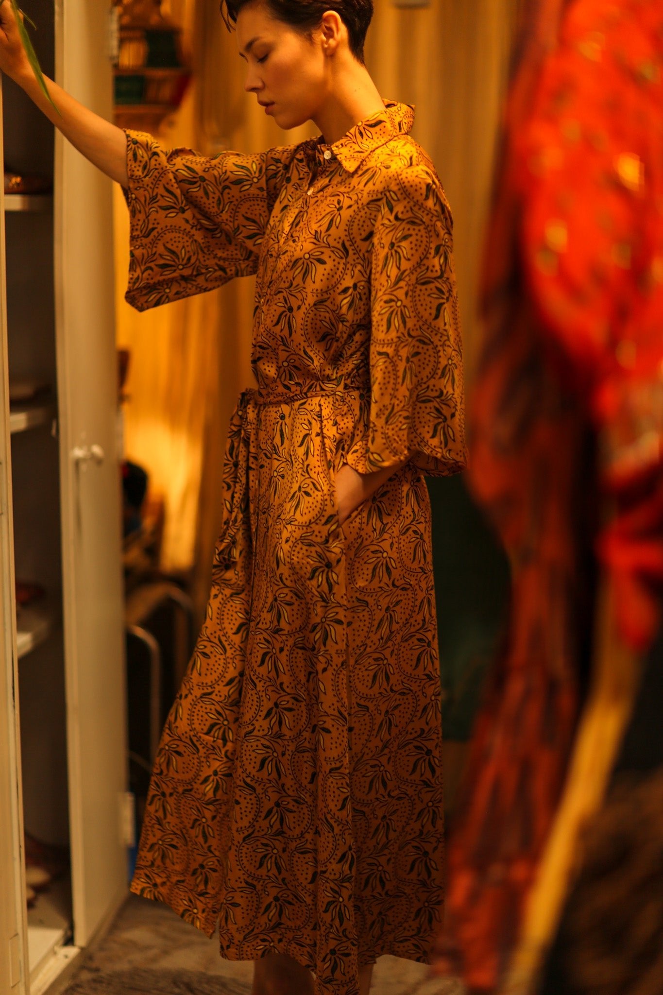 SILK HAND BLOCK PRINT DINA - BANGKOK TAILOR CLOTHING STORE - HANDMADE CLOTHING