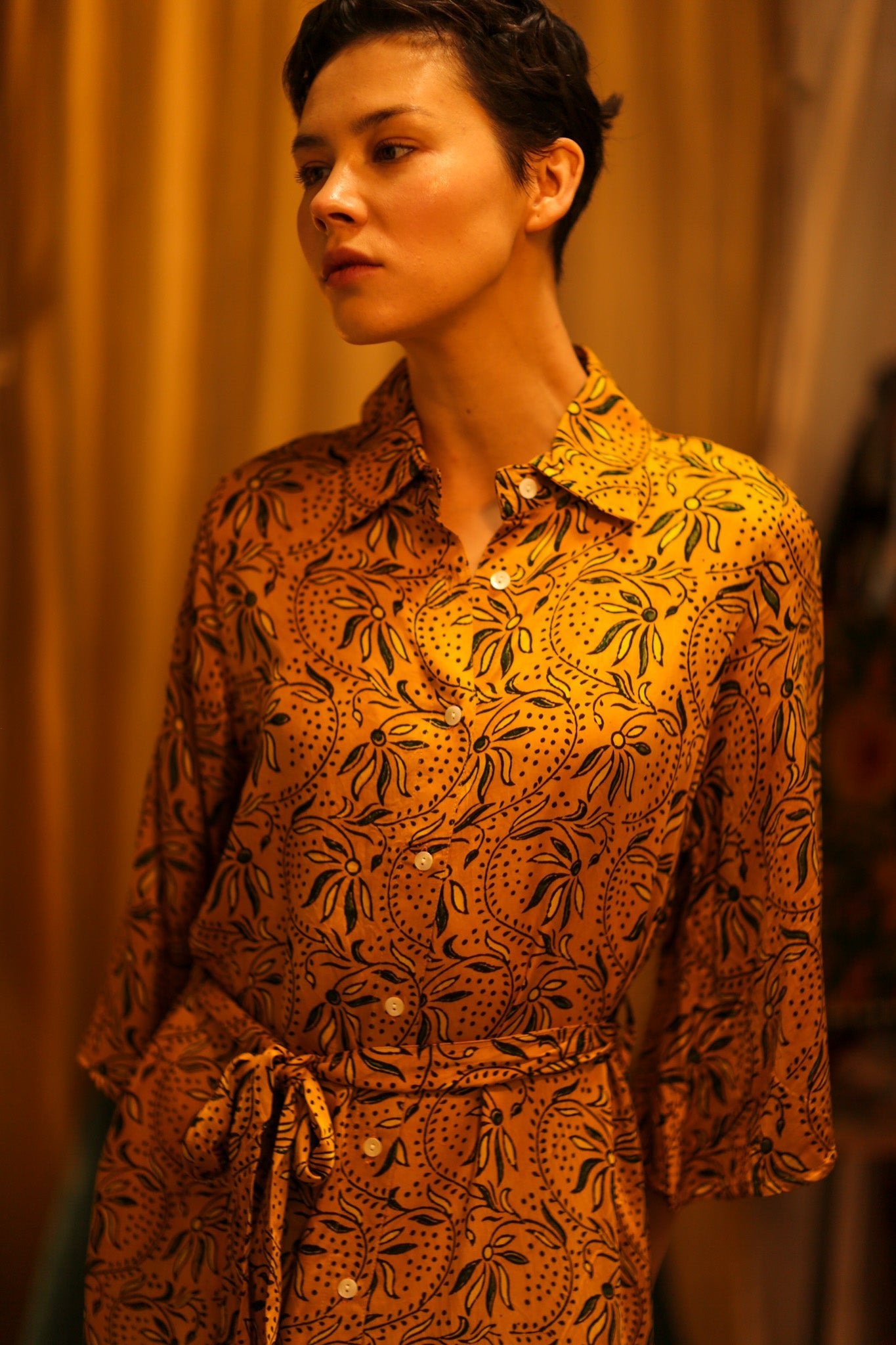 SILK HAND BLOCK PRINT DINA - BANGKOK TAILOR CLOTHING STORE - HANDMADE CLOTHING