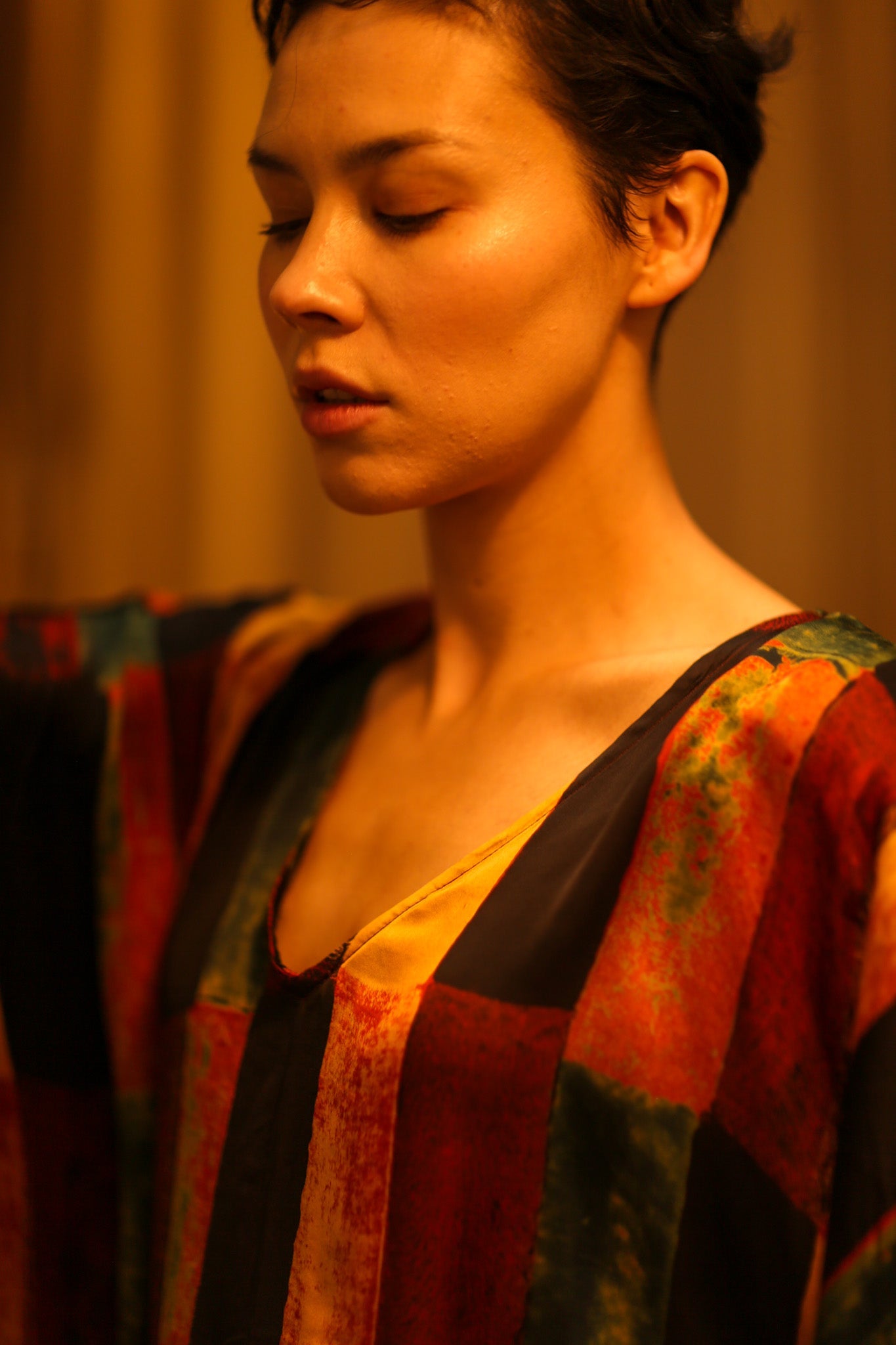 SILK HAND BLOCK PRINT KAFTAN KLARA - BANGKOK TAILOR CLOTHING STORE - HANDMADE CLOTHING