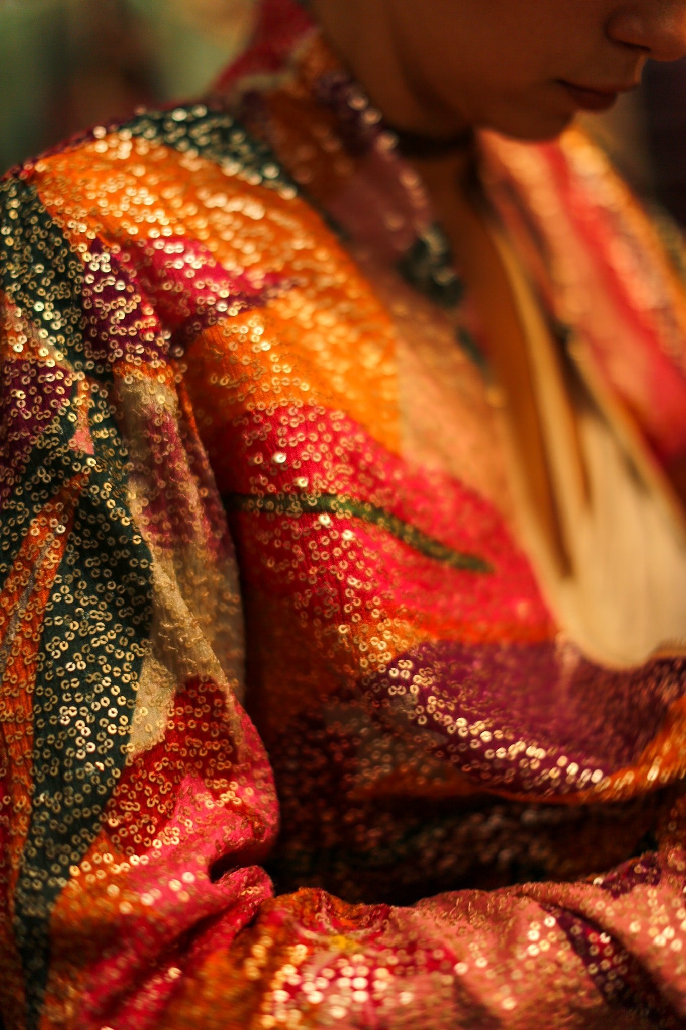 SILK SEQUIN EMBROIDERED BOMBER JACKET BANOU - BANGKOK TAILOR CLOTHING STORE - HANDMADE CLOTHING