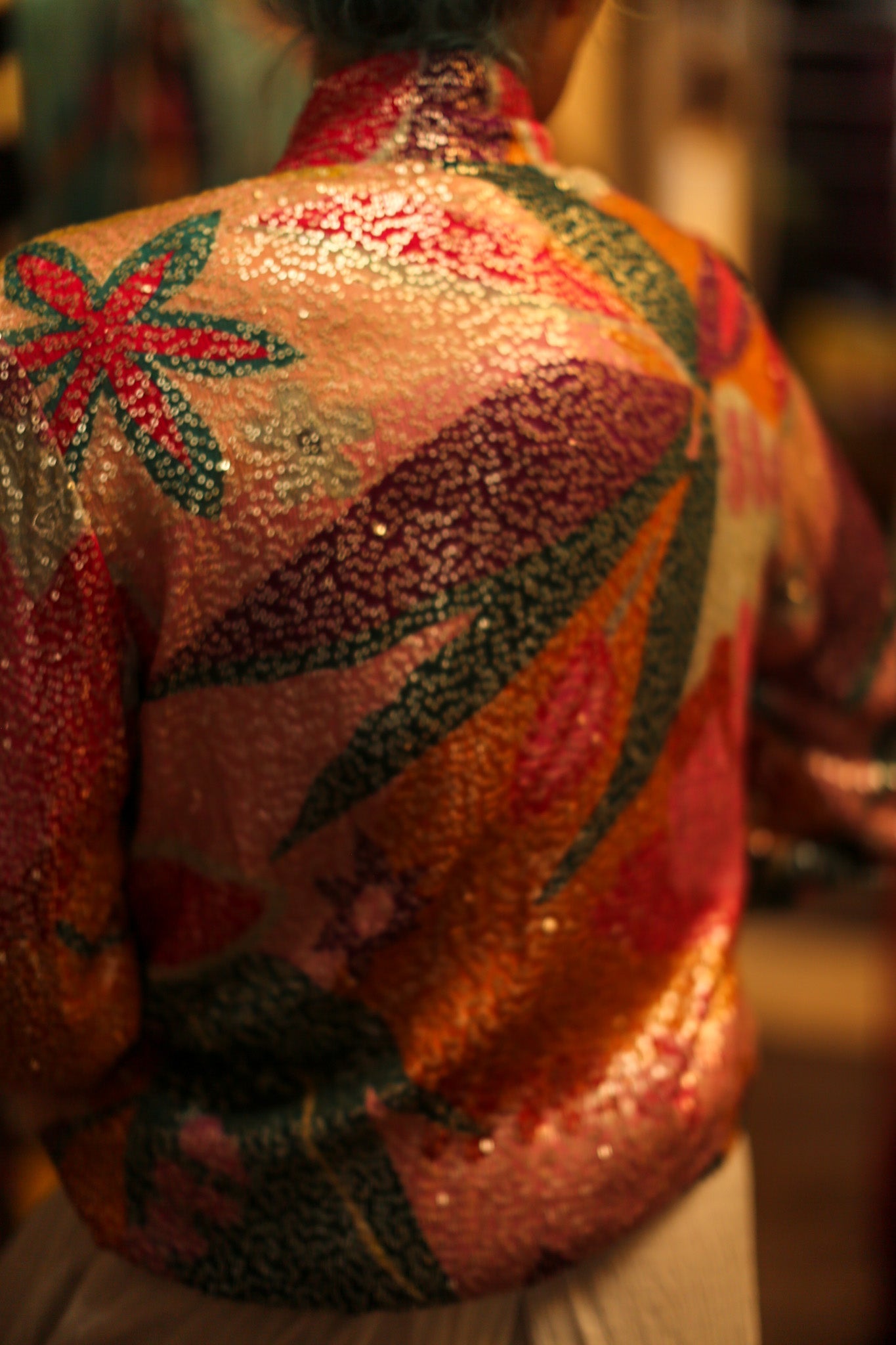 SILK SEQUIN EMBROIDERED BOMBER JACKET BANOU - BANGKOK TAILOR CLOTHING STORE - HANDMADE CLOTHING